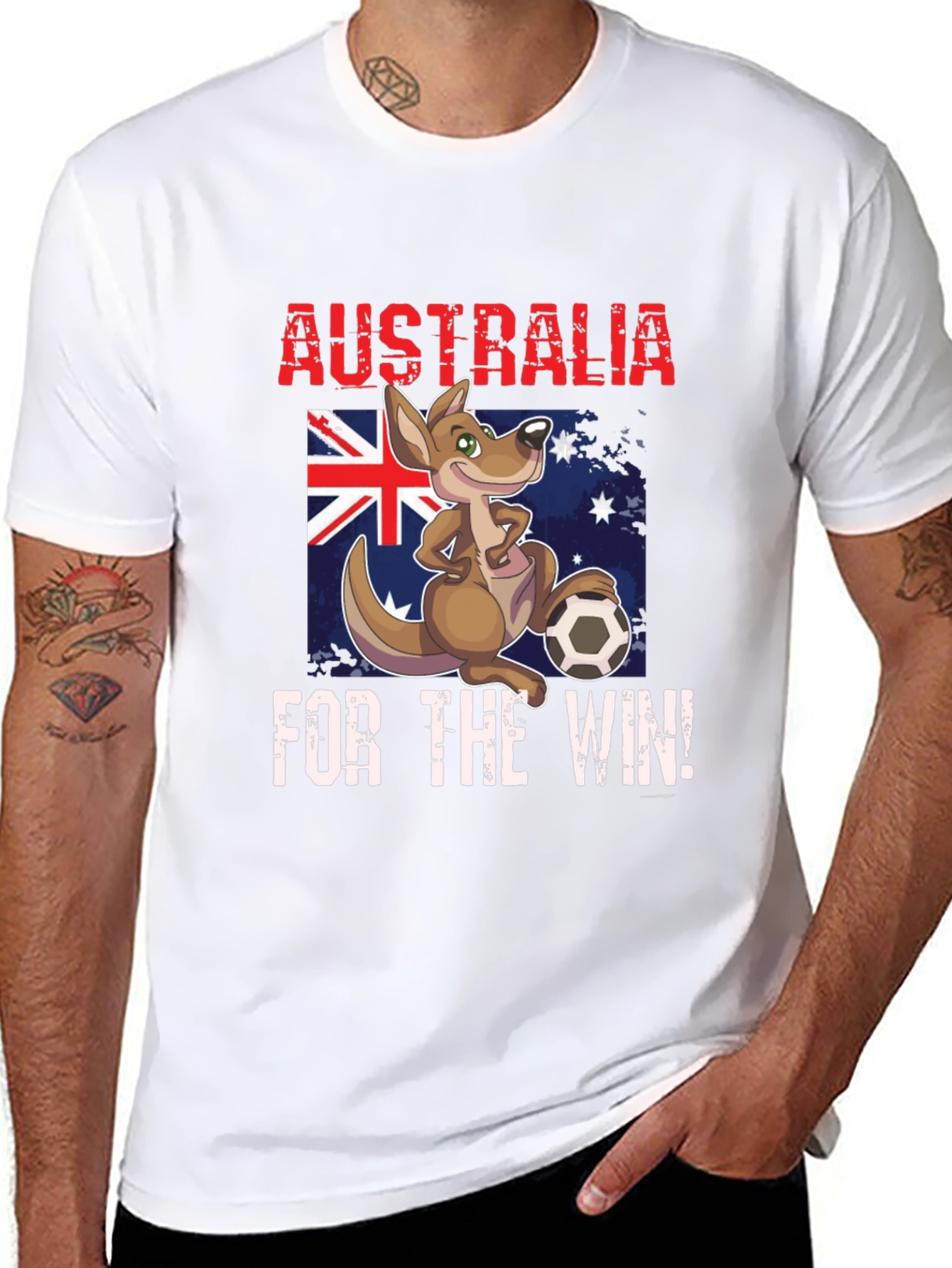 Australia Soccer T-Shirt Kangaroo Cartoon