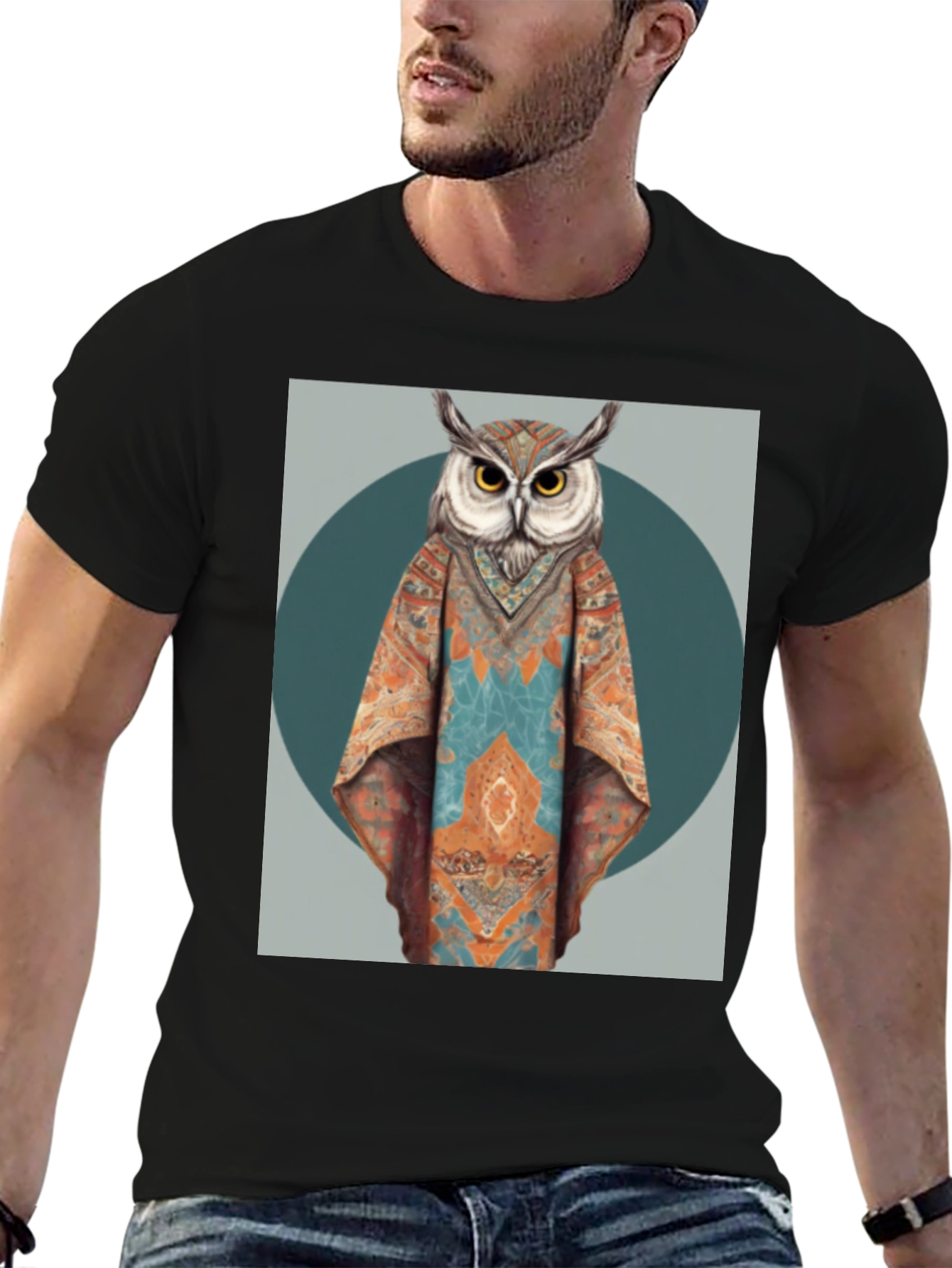 Boho Owl Graphic Tee - Unique Animal Print T-Shirt