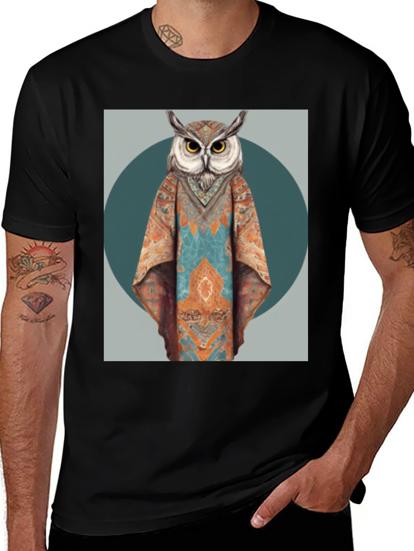 Boho Owl Graphic Tee - Unique Animal Print T-Shirt