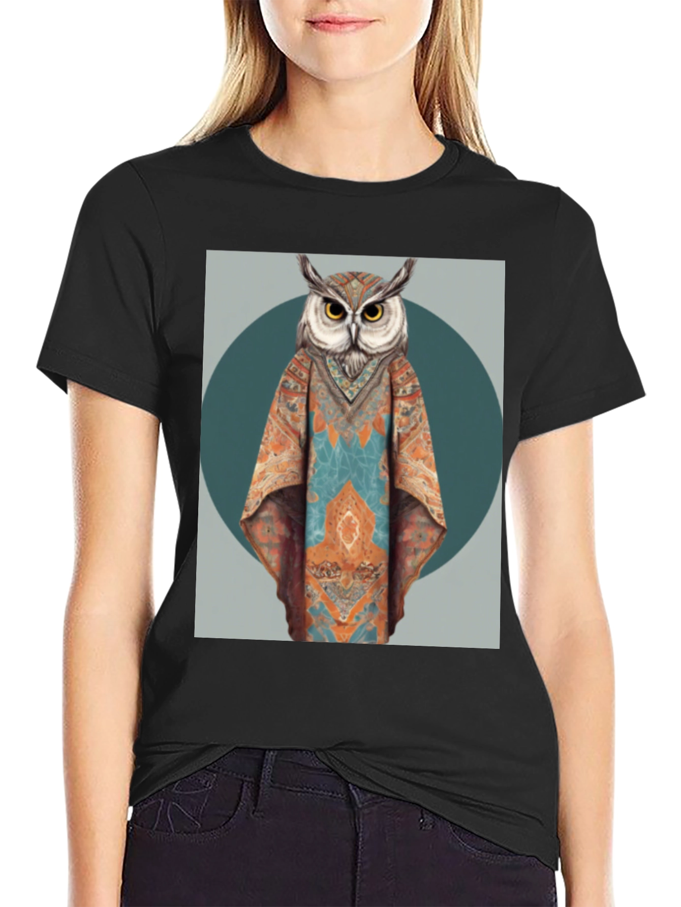 Boho Owl Graphic Tee - Unique Animal Print T-Shirt