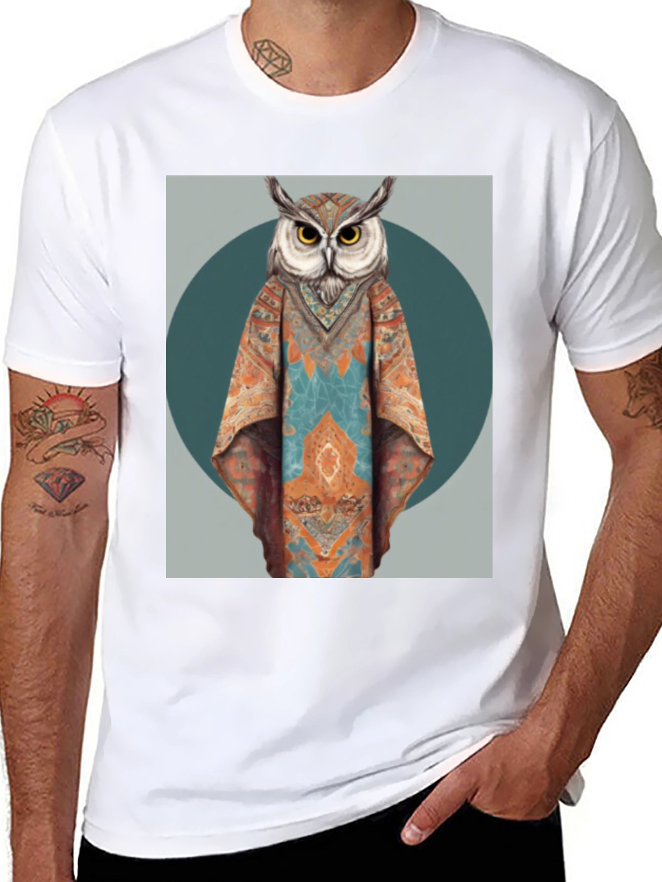 Boho Owl Graphic Tee - Unique Animal Print T-Shirt