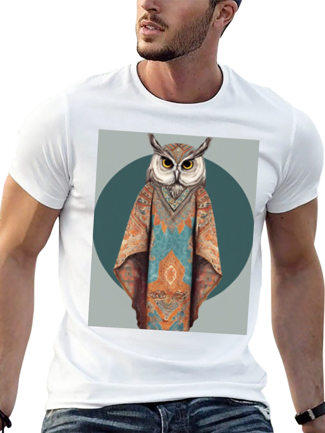 Boho Owl Graphic Tee - Unique Animal Print T-Shirt