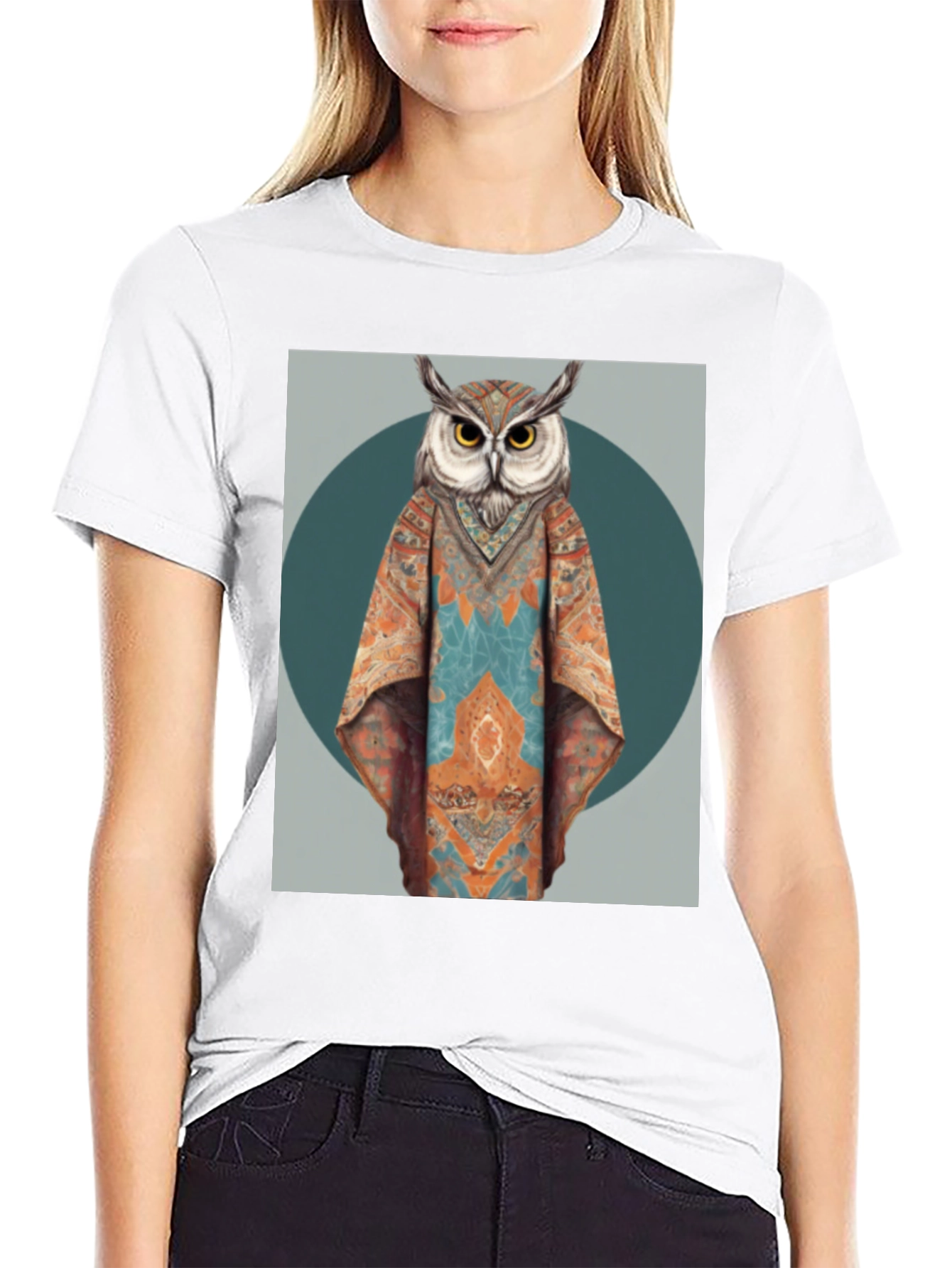 Boho Owl Graphic Tee - Unique Animal Print T-Shirt