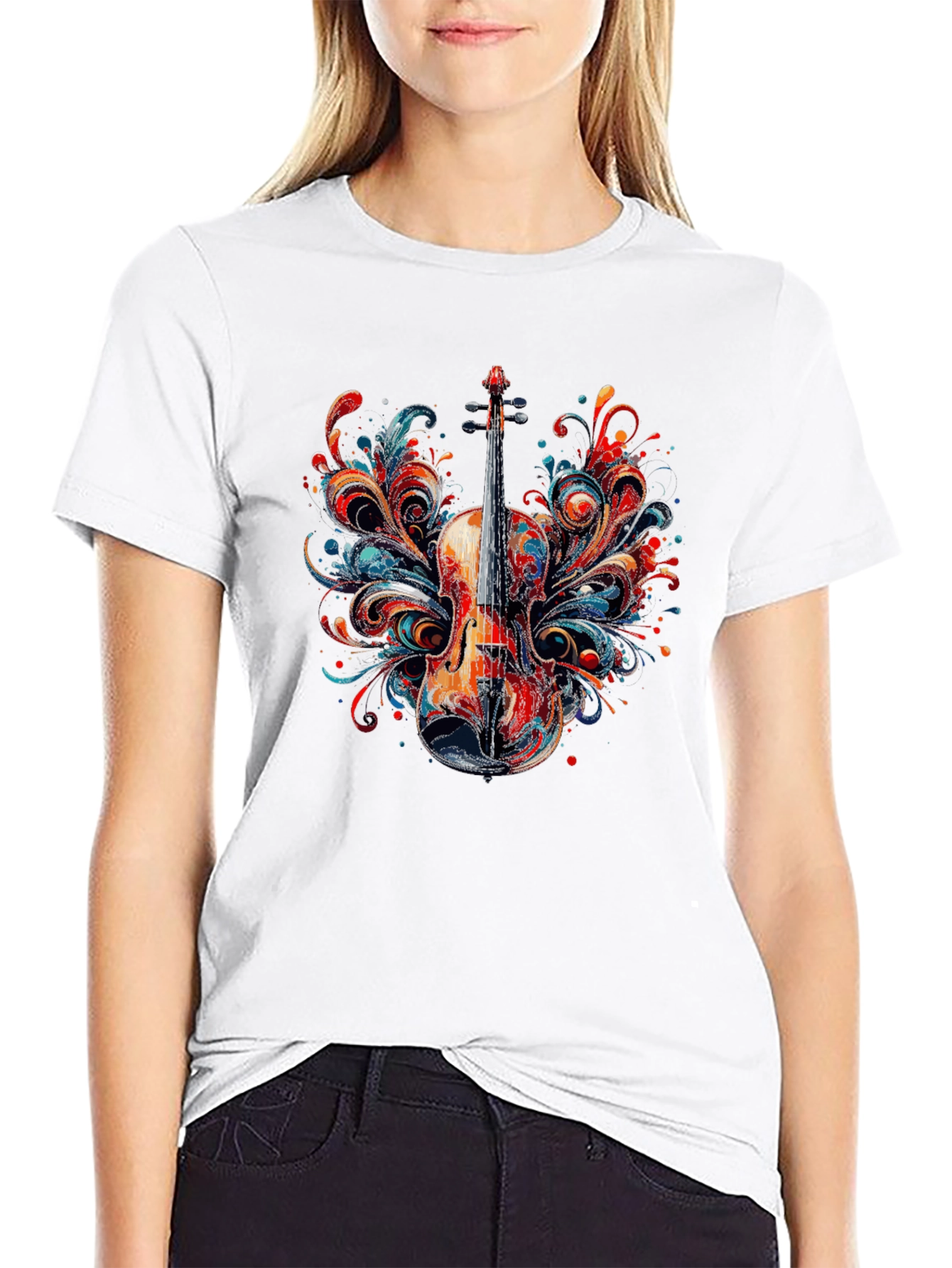 Violin Art Mens Black T-Shirt