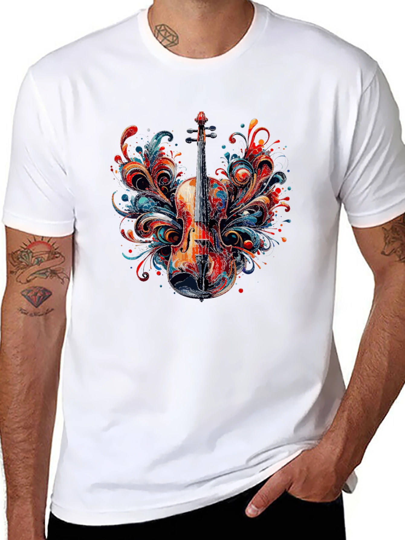 Violin Art Mens Black T-Shirt