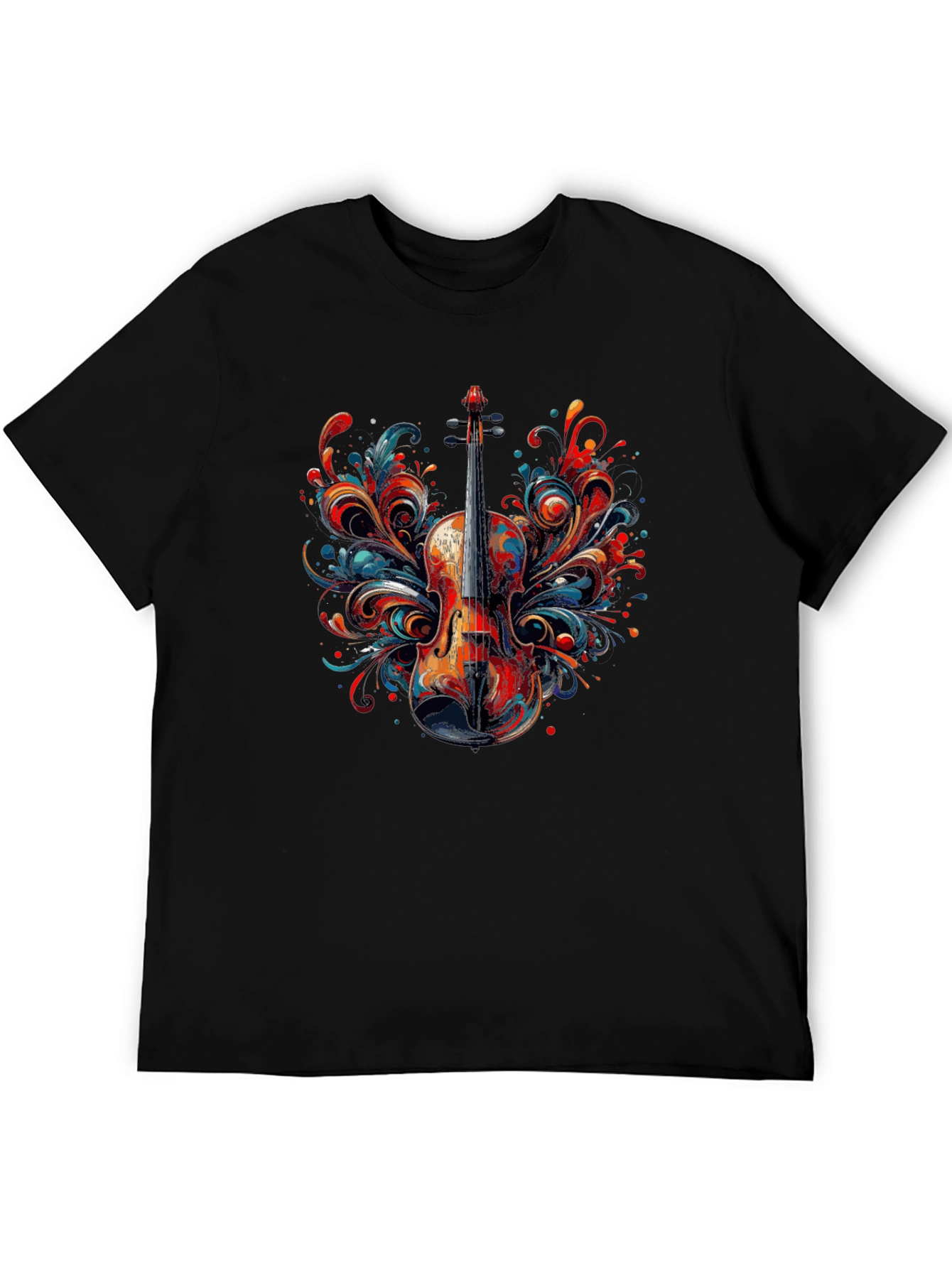 Violin Art Mens Black T-Shirt