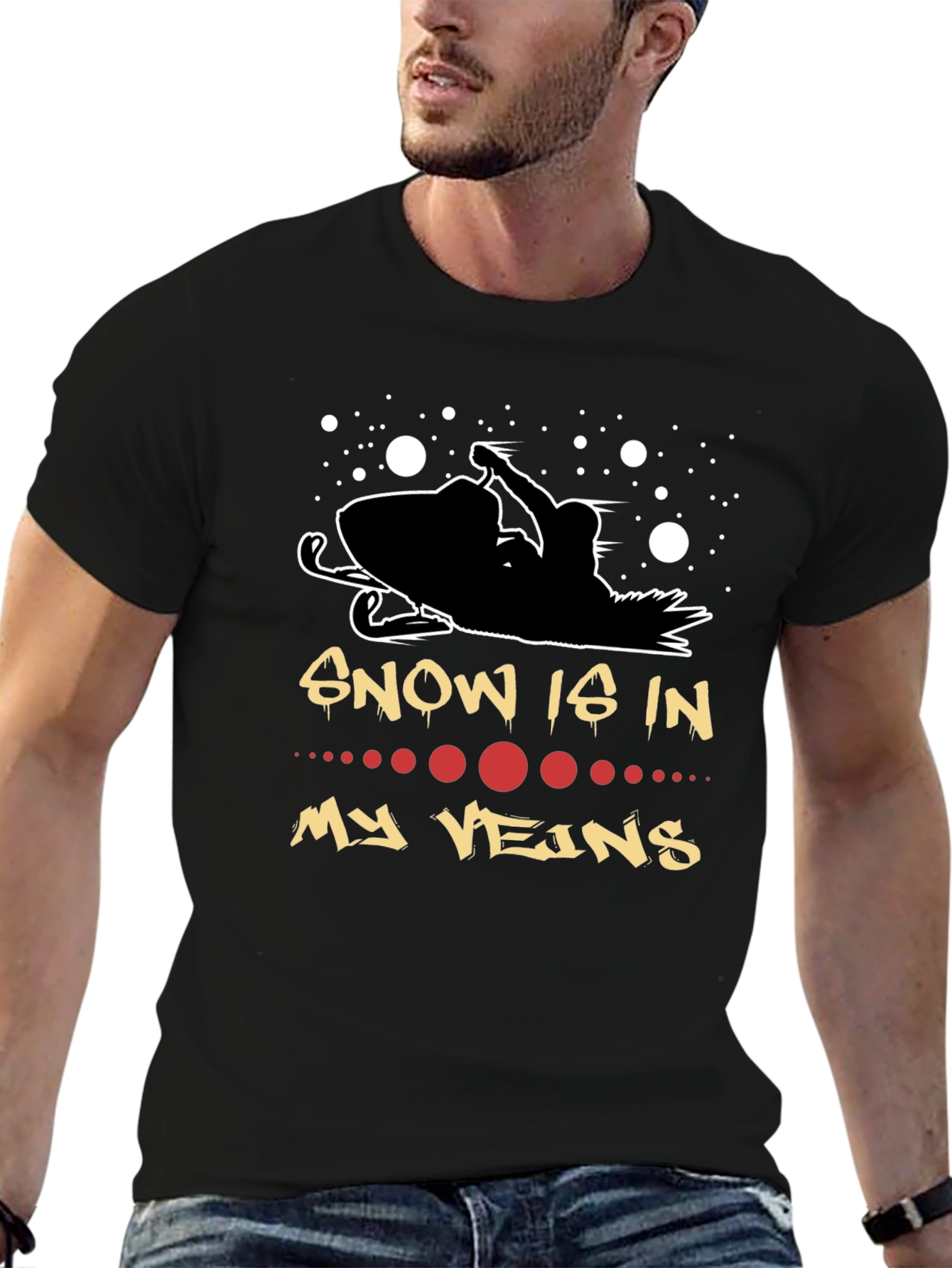 Snow Is In My Veins Black Graphic Tee