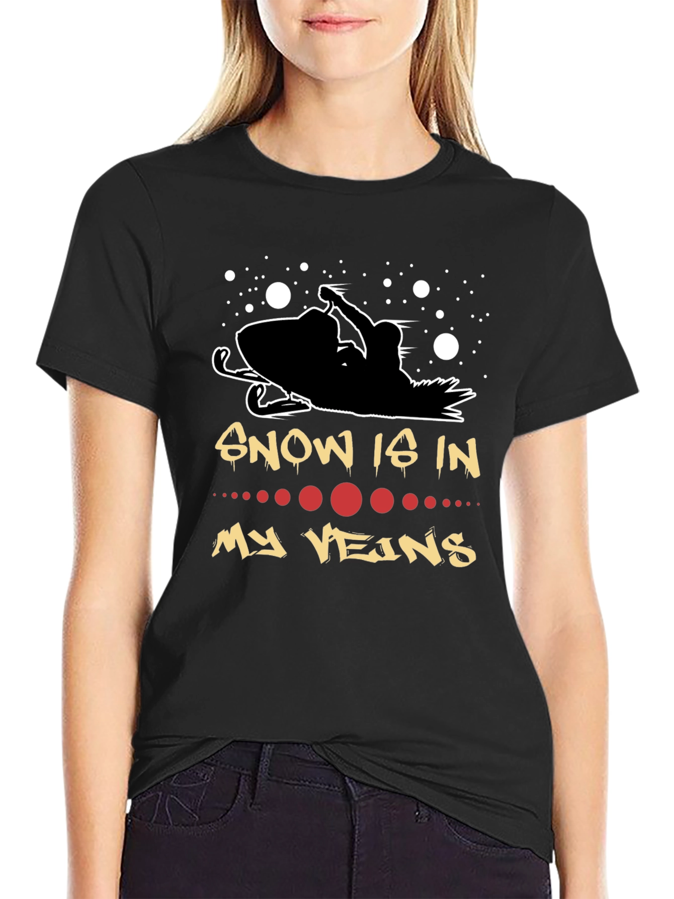 Snow Is In My Veins Black Graphic Tee