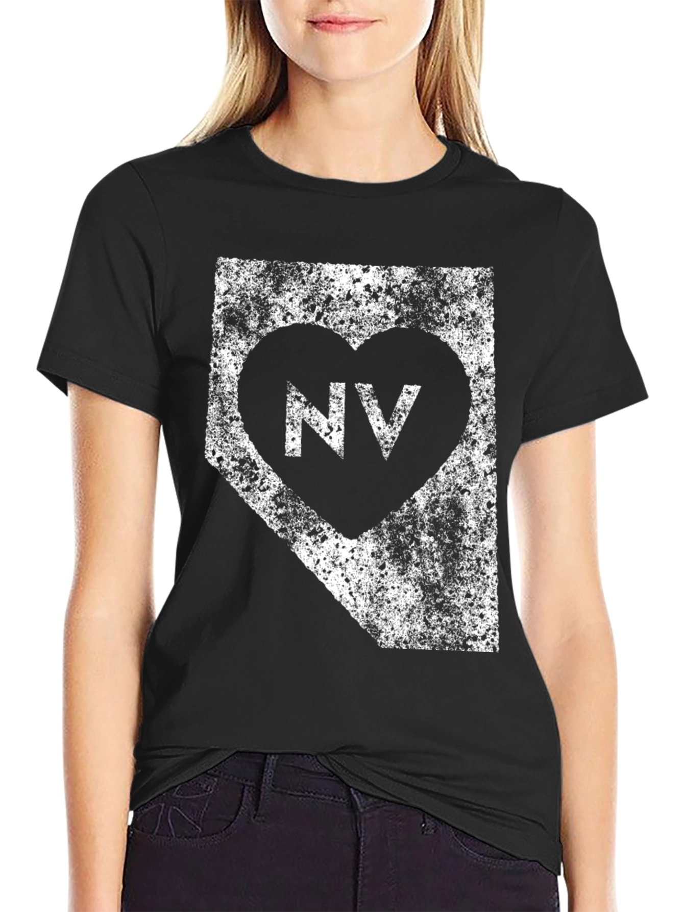 Nevada State Love Heart Graphic T-Shirt