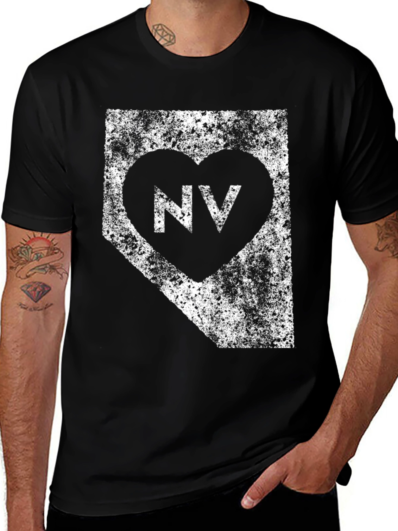 Nevada State Love Heart Graphic T-Shirt