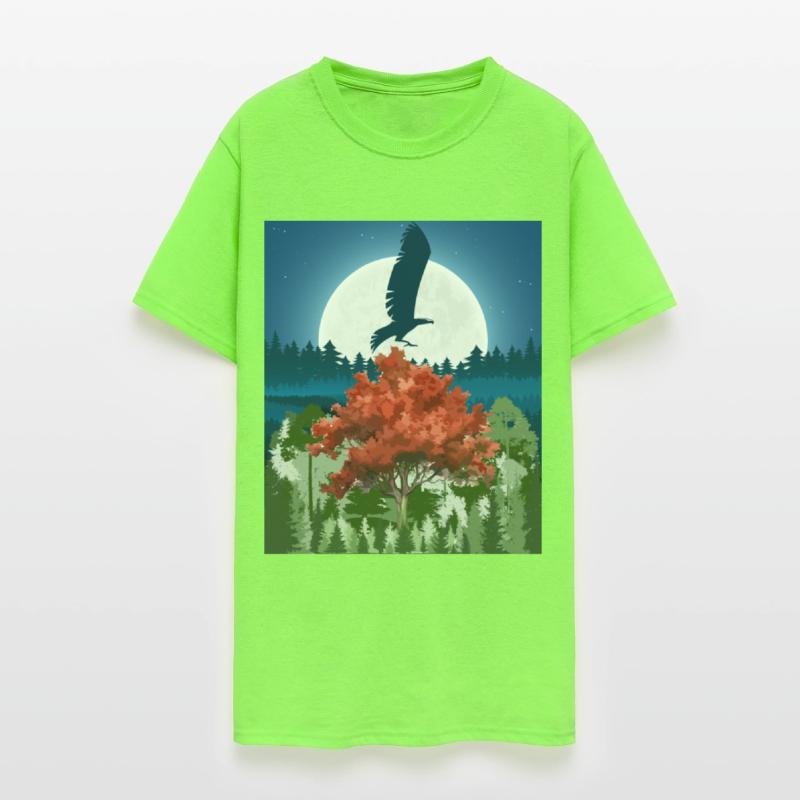 "Moonlit Autumns - Majestic Hawk in Night Forest"