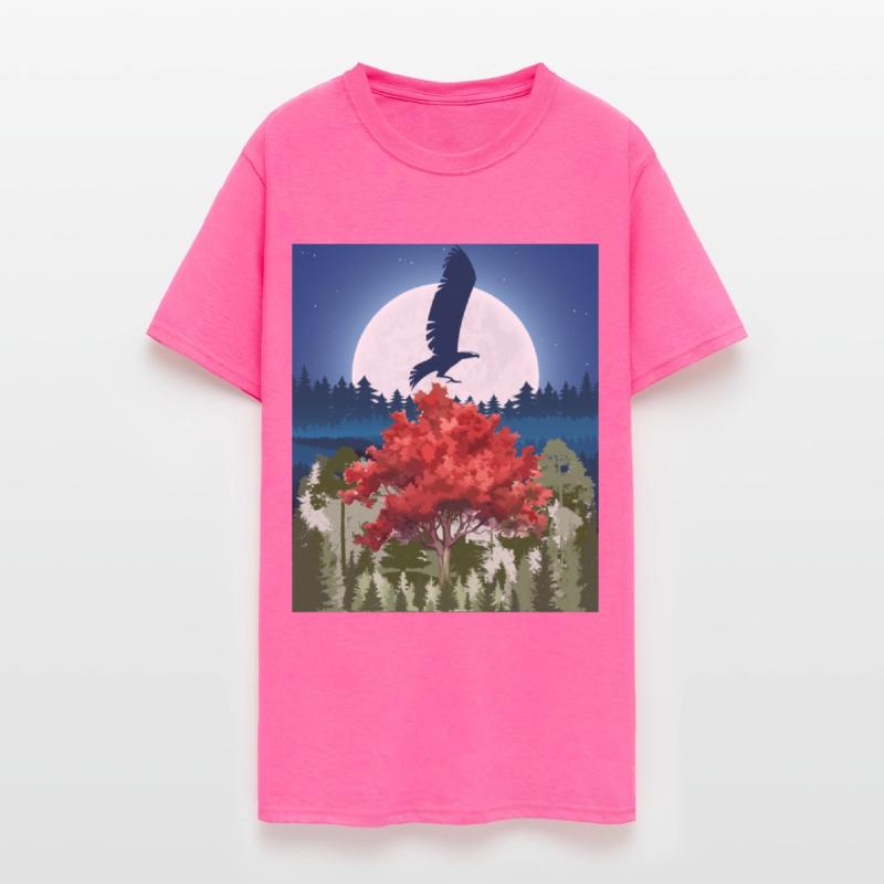 "Moonlit Autumns - Majestic Hawk in Night Forest"