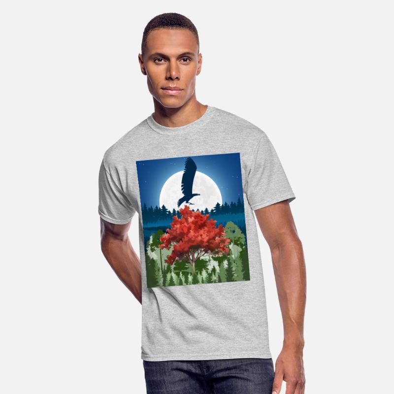 "Moonlit Autumns - Majestic Hawk in Night Forest"