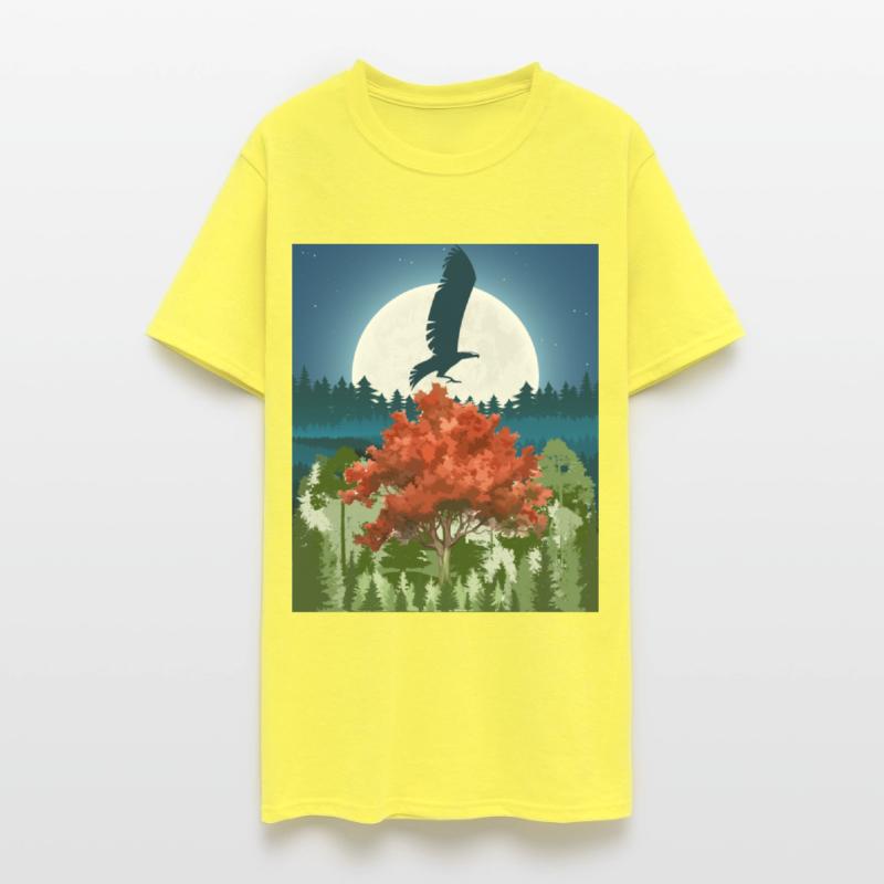 "Moonlit Autumns - Majestic Hawk in Night Forest"