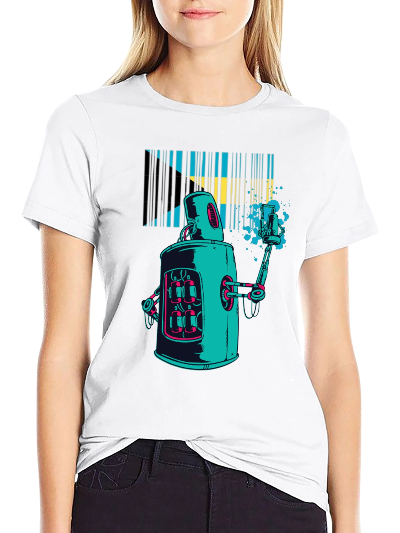 Robot Bahamas Flag Graphic Tee