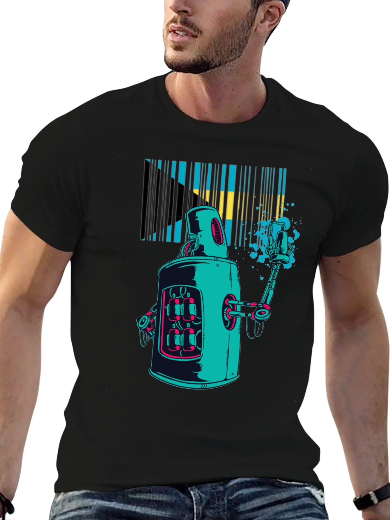 Robot Bahamas Flag Graphic Tee
