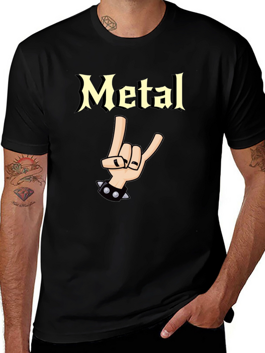 Metal Graphic T-Shirt - Rock On Hand Gesture