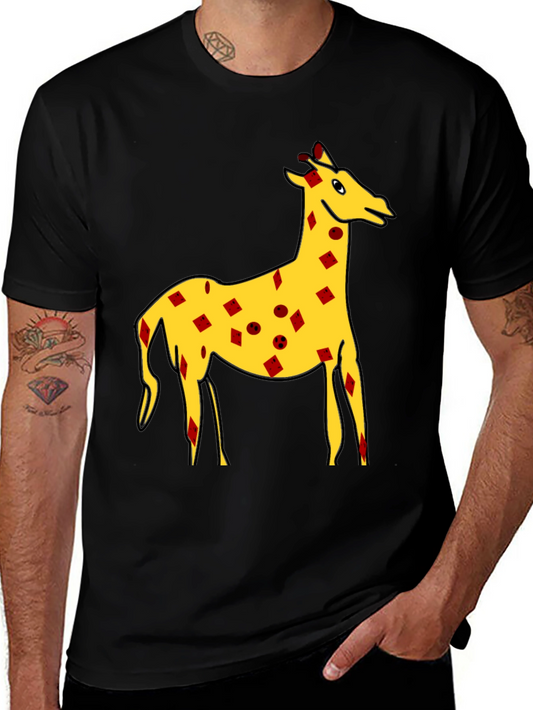 Quirky Giraffe Print Black T-Shirt