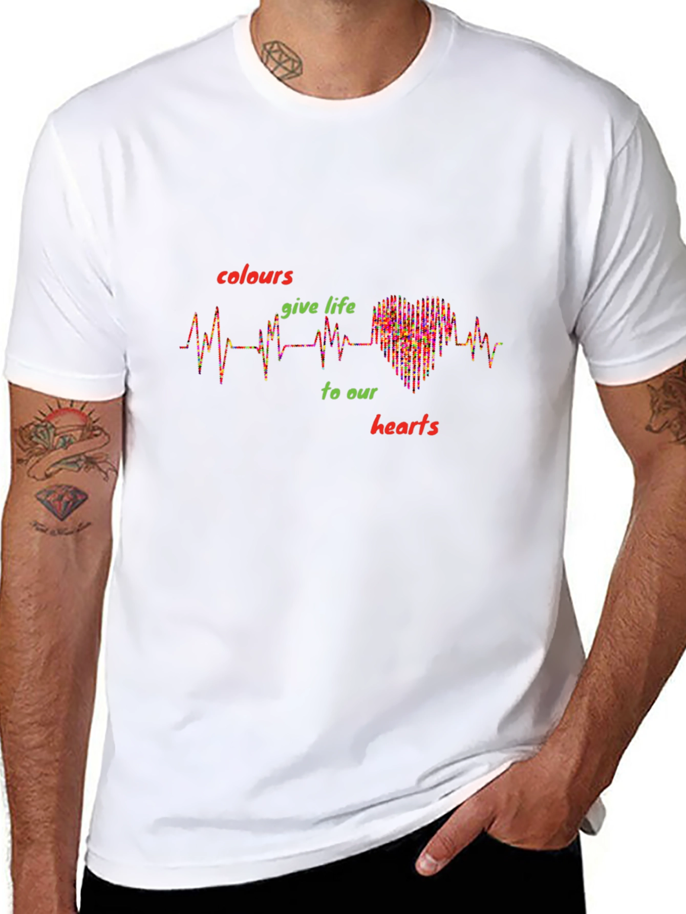 Colorful Heartbeat Graphic T-Shirt