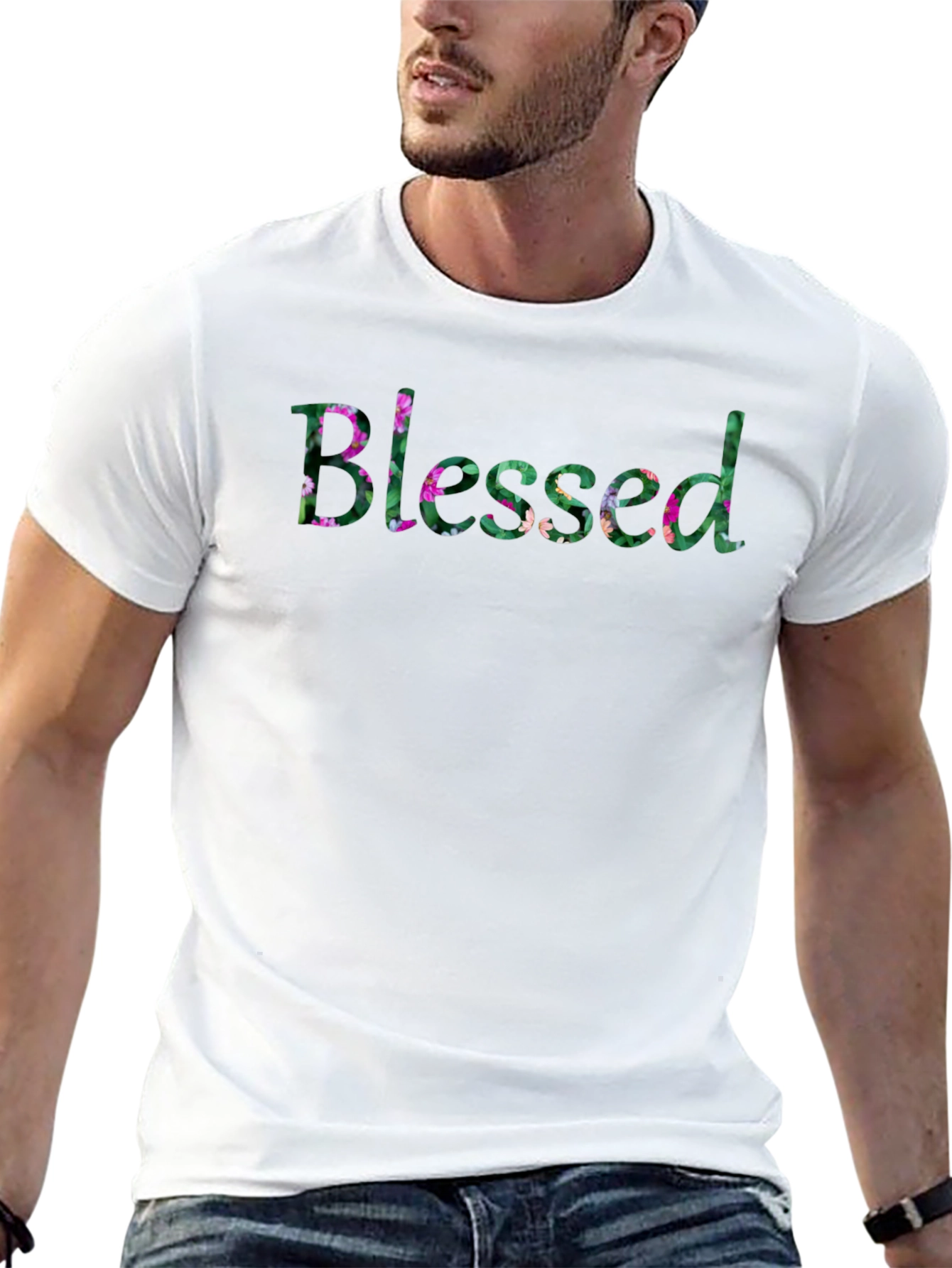 Blessed Floral Graphic Tee - Black