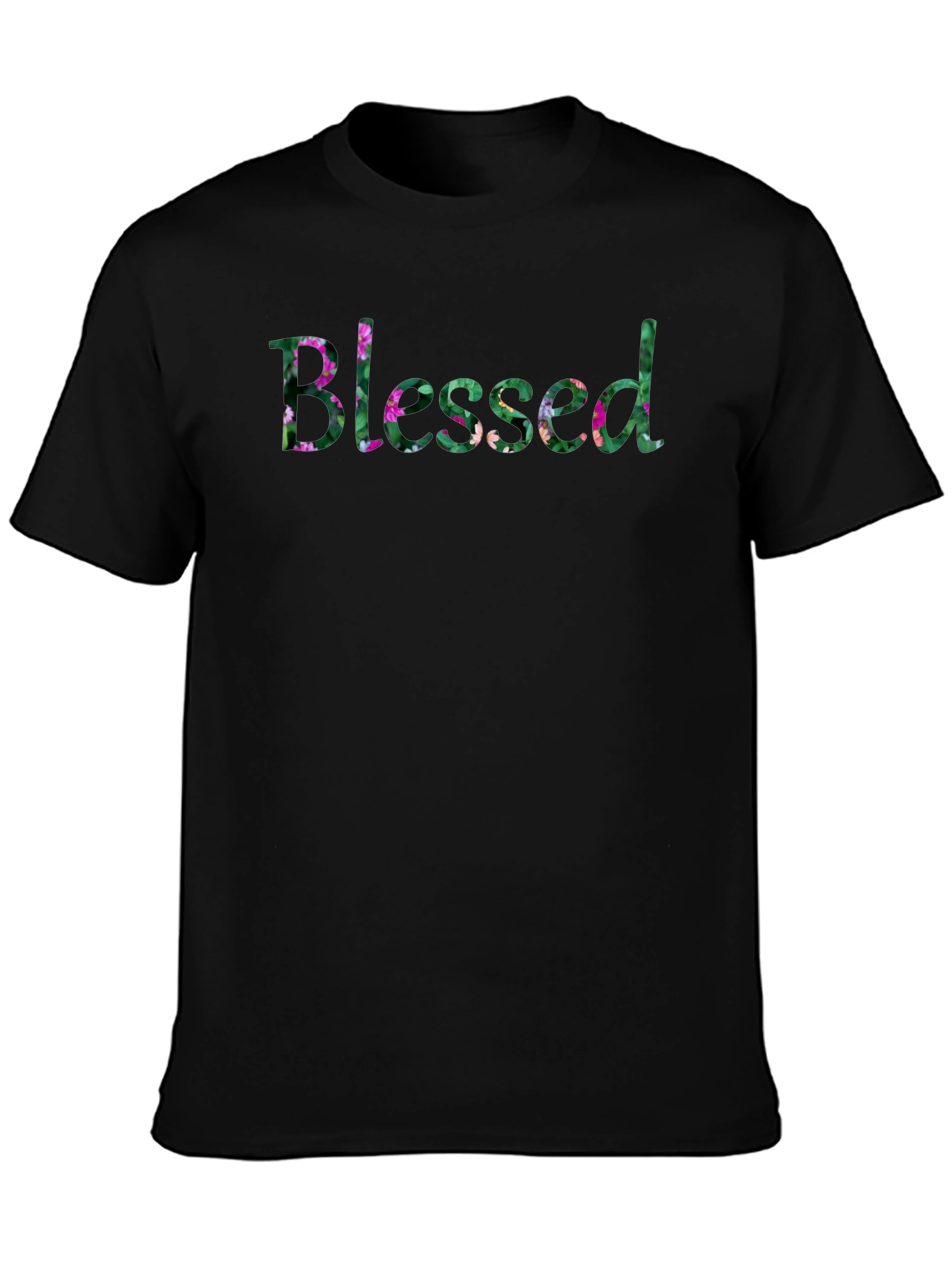 Blessed Floral Graphic Tee - Black