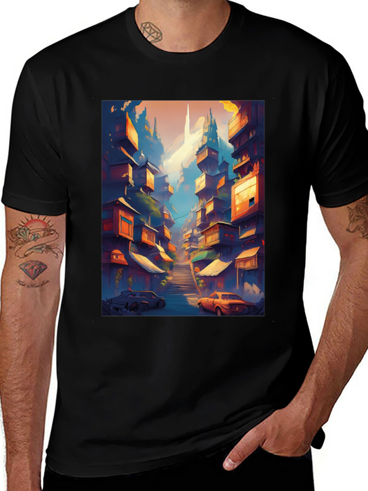 Urban Escape Tee: Cityscape Graphic T-Shirt