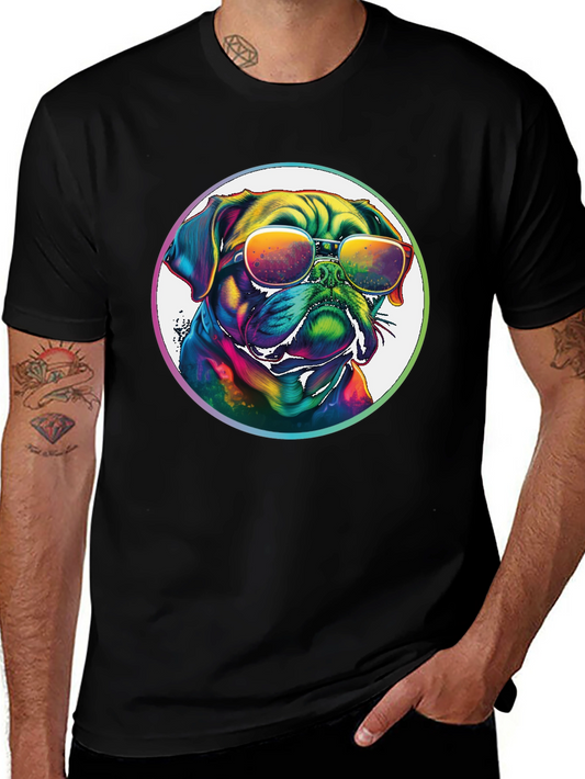 Rainbow Pug Sunglasses T-Shirt – Colorful Dog Lover Tee