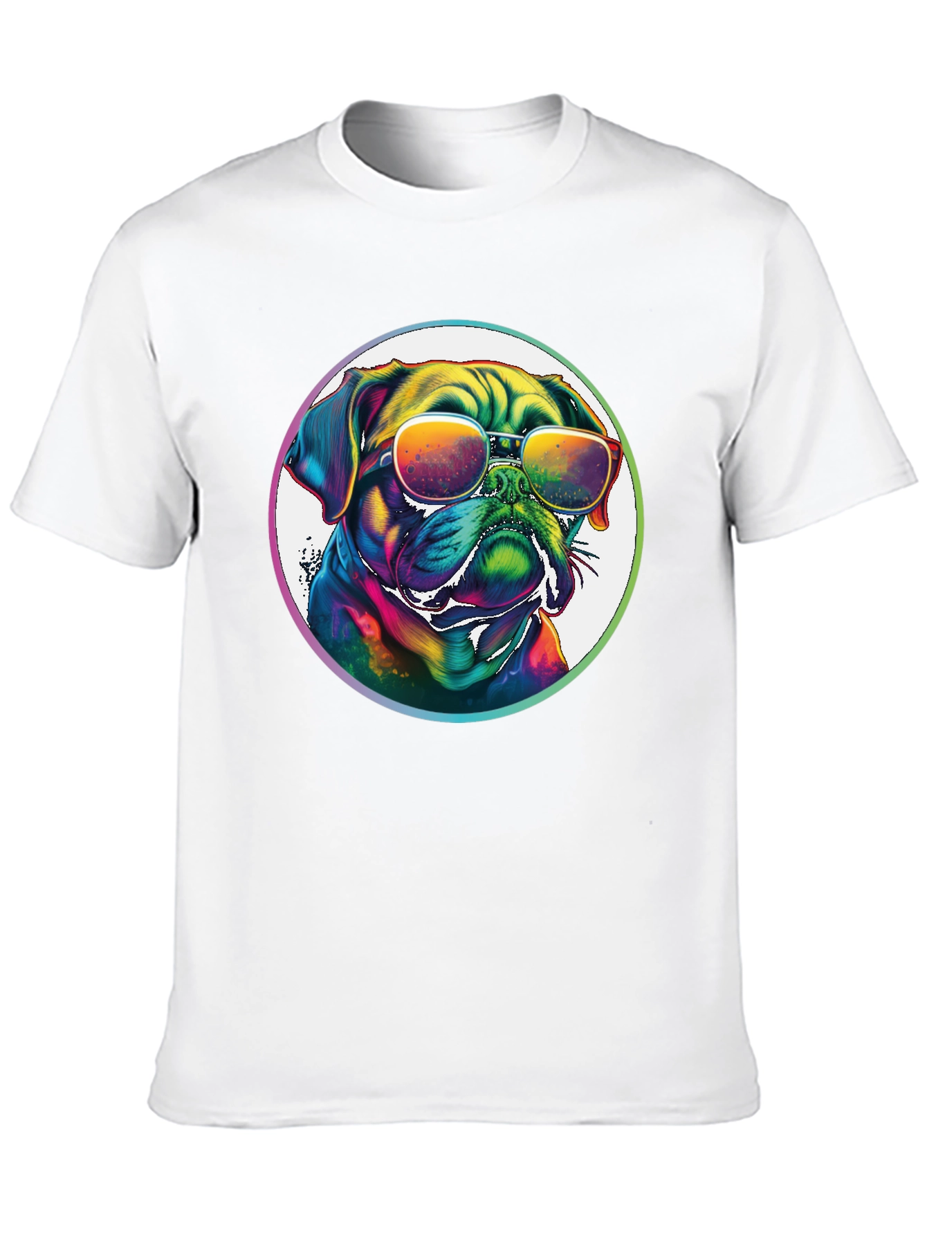 Rainbow Pug Sunglasses T-Shirt – Colorful Dog Lover Tee