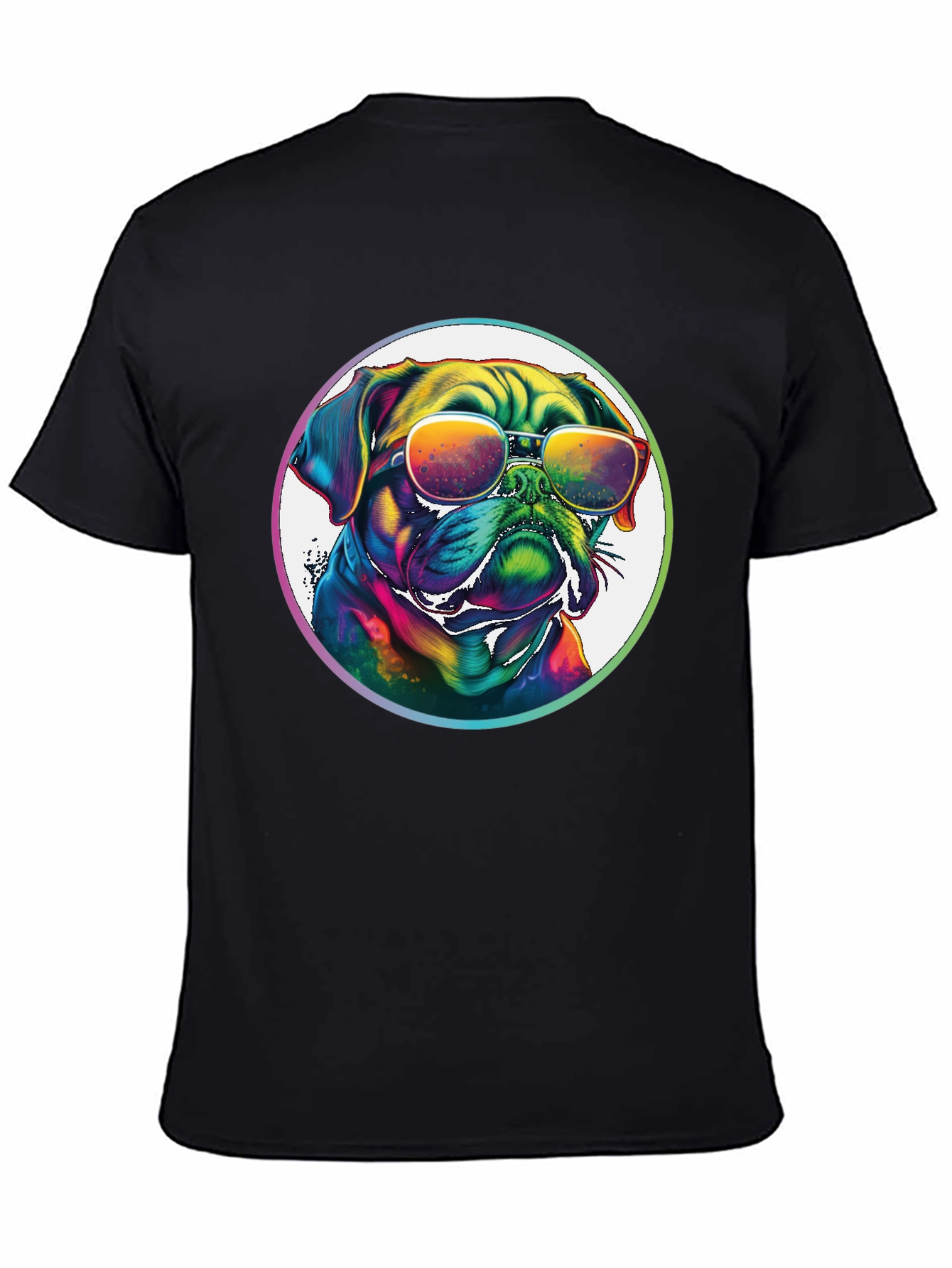 Rainbow Pug Sunglasses T-Shirt – Colorful Dog Lover Tee