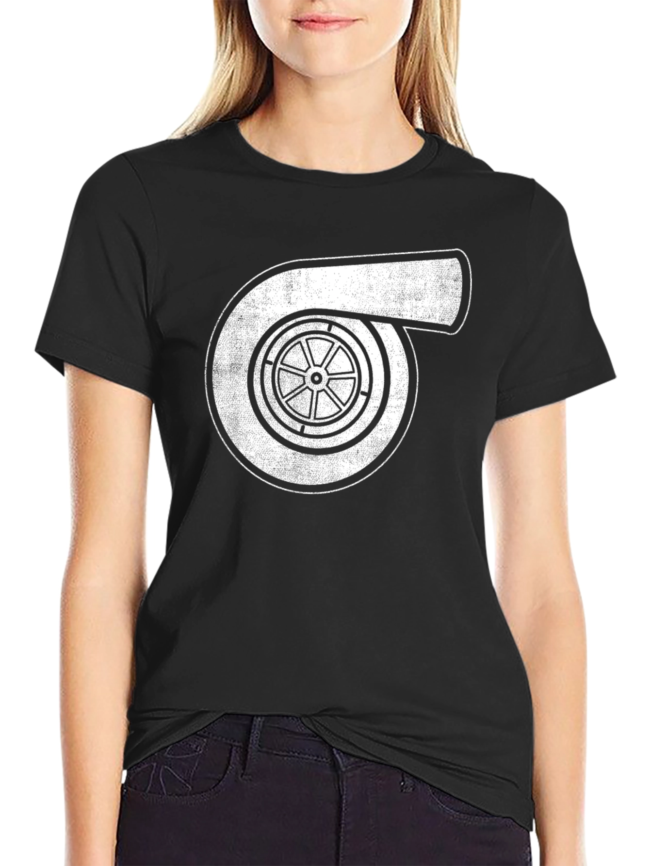 Turbocharger Graphic Tee - Black Crew Neck