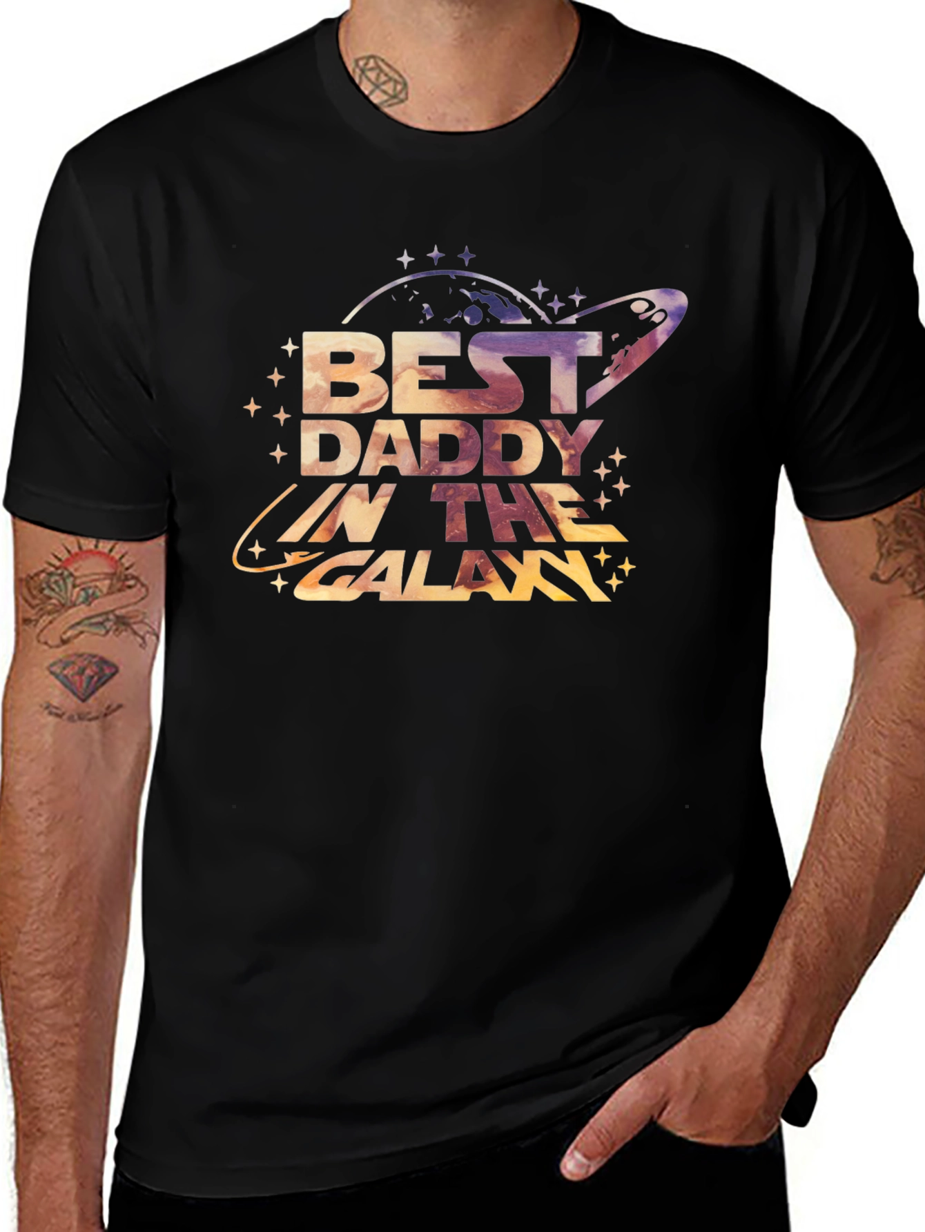 Best Daddy in the Galaxy Black T-Shirt