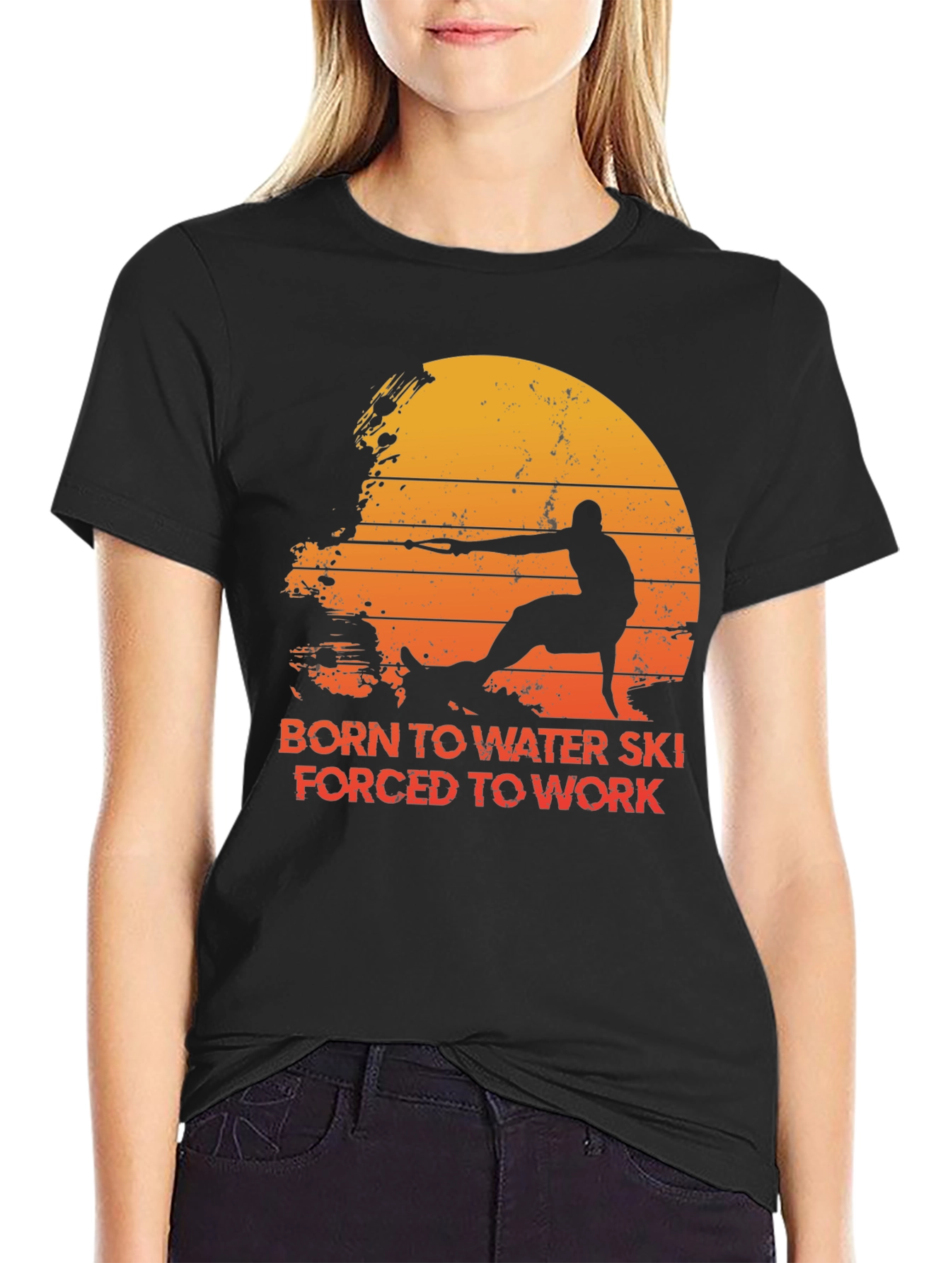 Born To Water Ski T-Shirt - Sunset Design