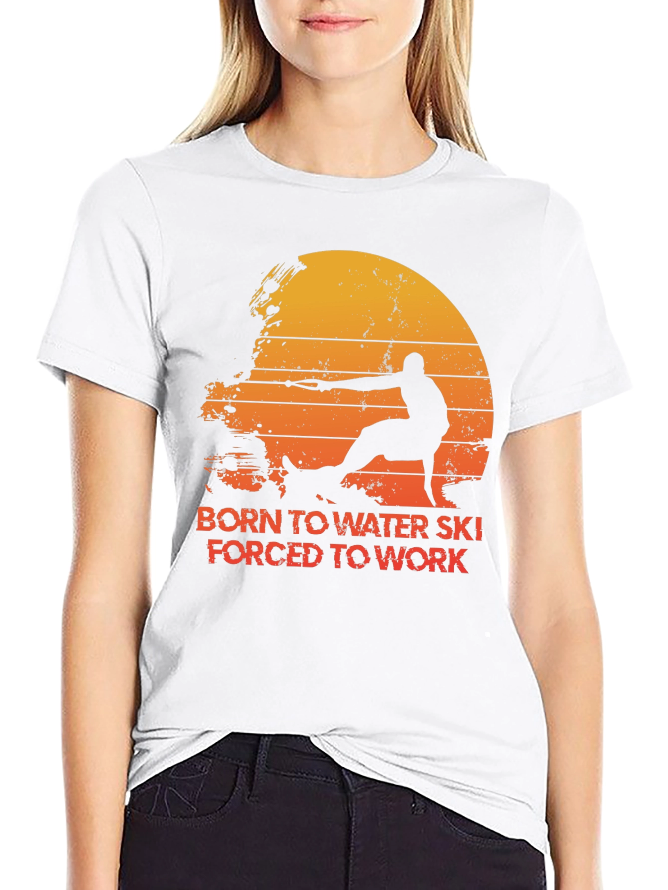Born To Water Ski T-Shirt - Sunset Design
