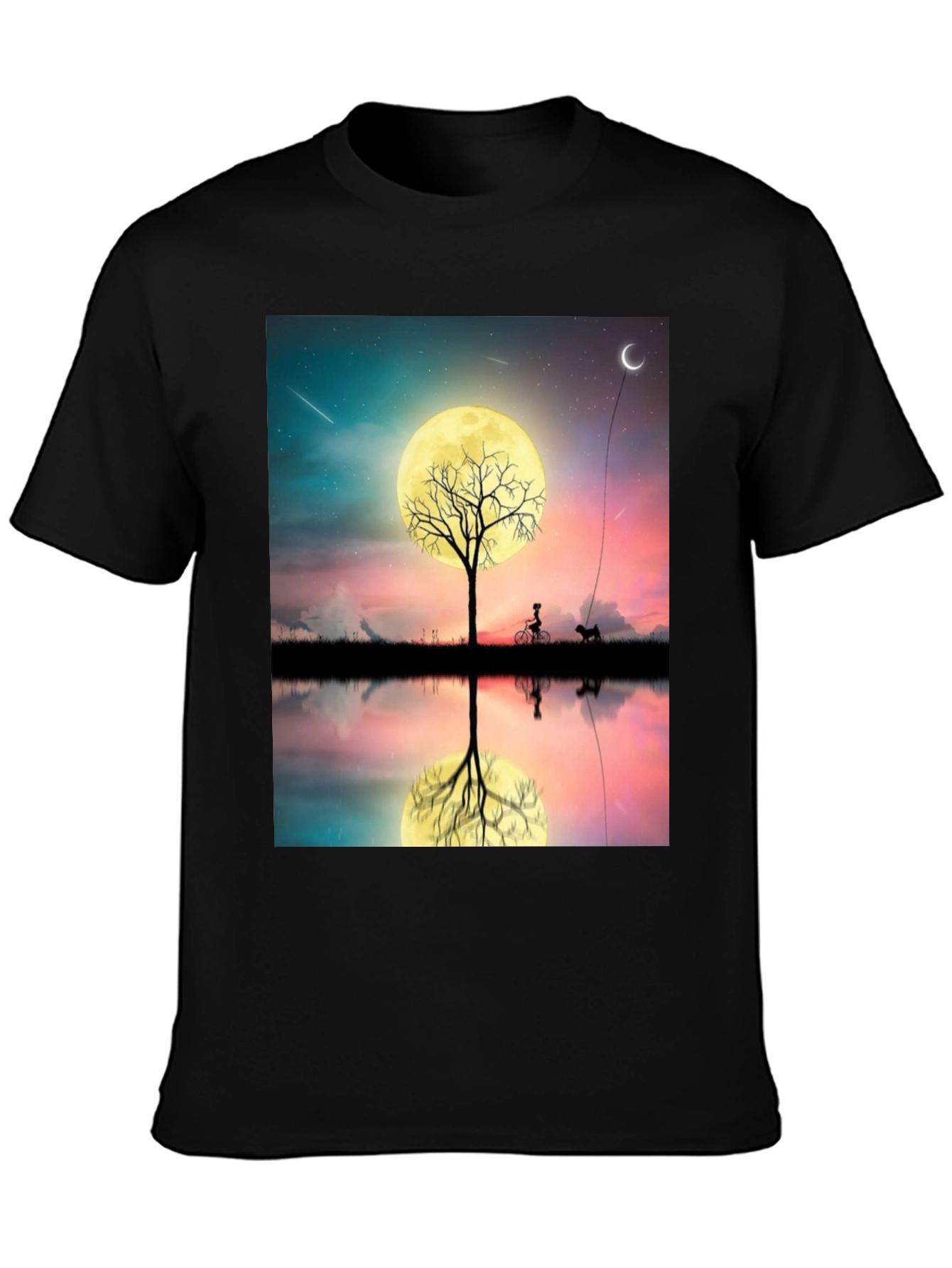 Nightscape T-Shirt: Moonlit Tree Reflection