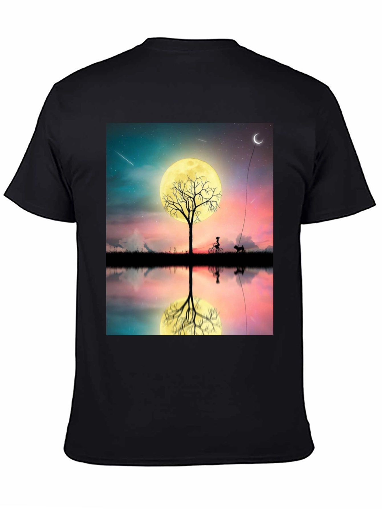 Nightscape T-Shirt: Moonlit Tree Reflection