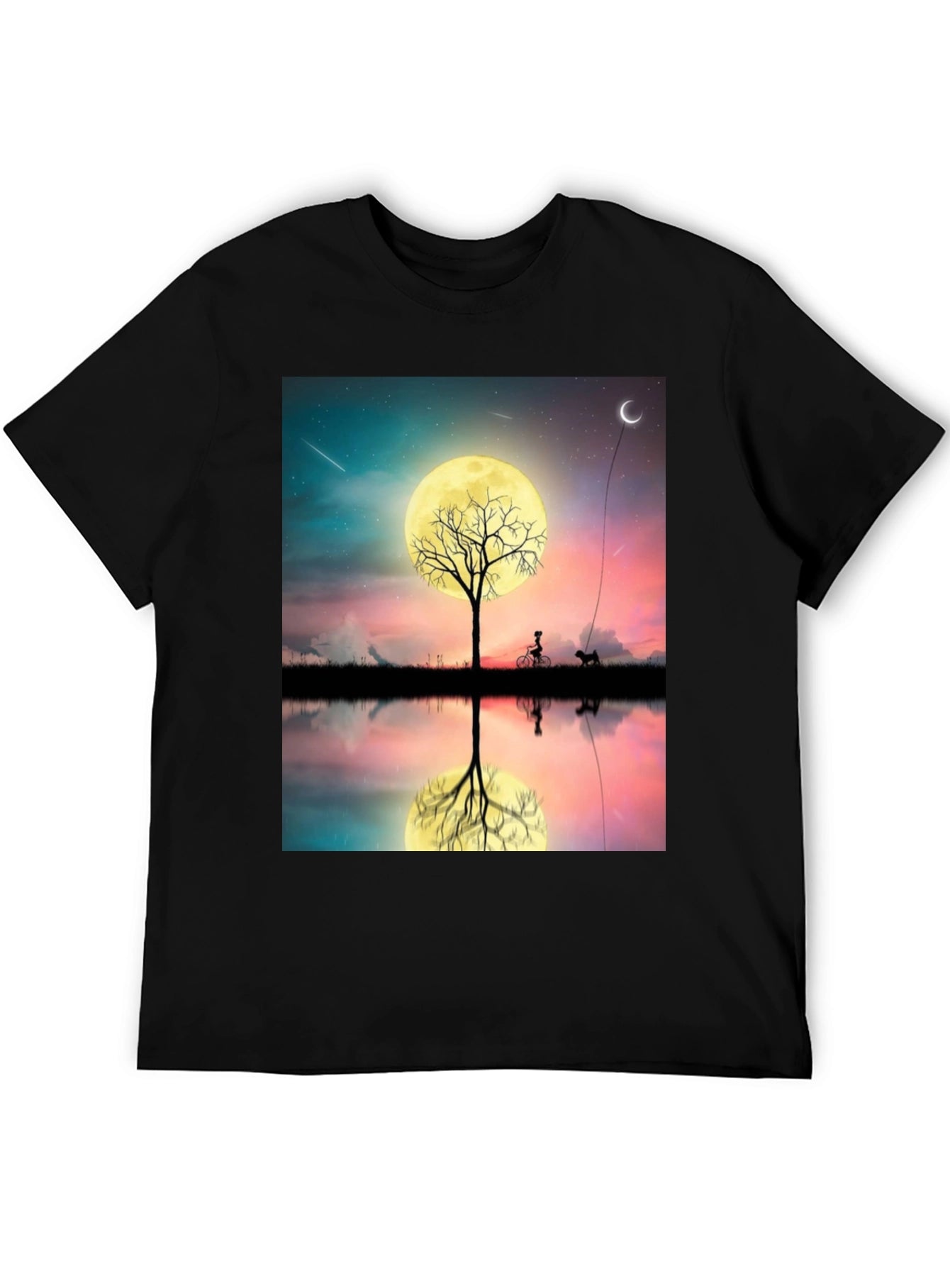 Nightscape T-Shirt: Moonlit Tree Reflection