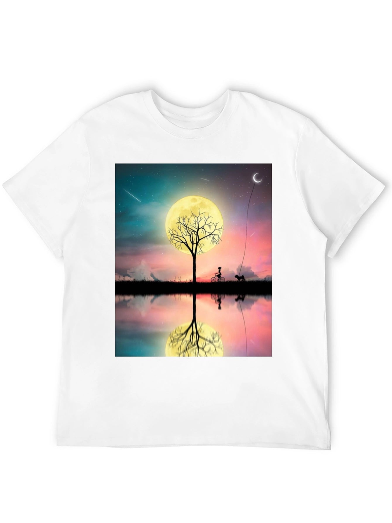 Nightscape T-Shirt: Moonlit Tree Reflection