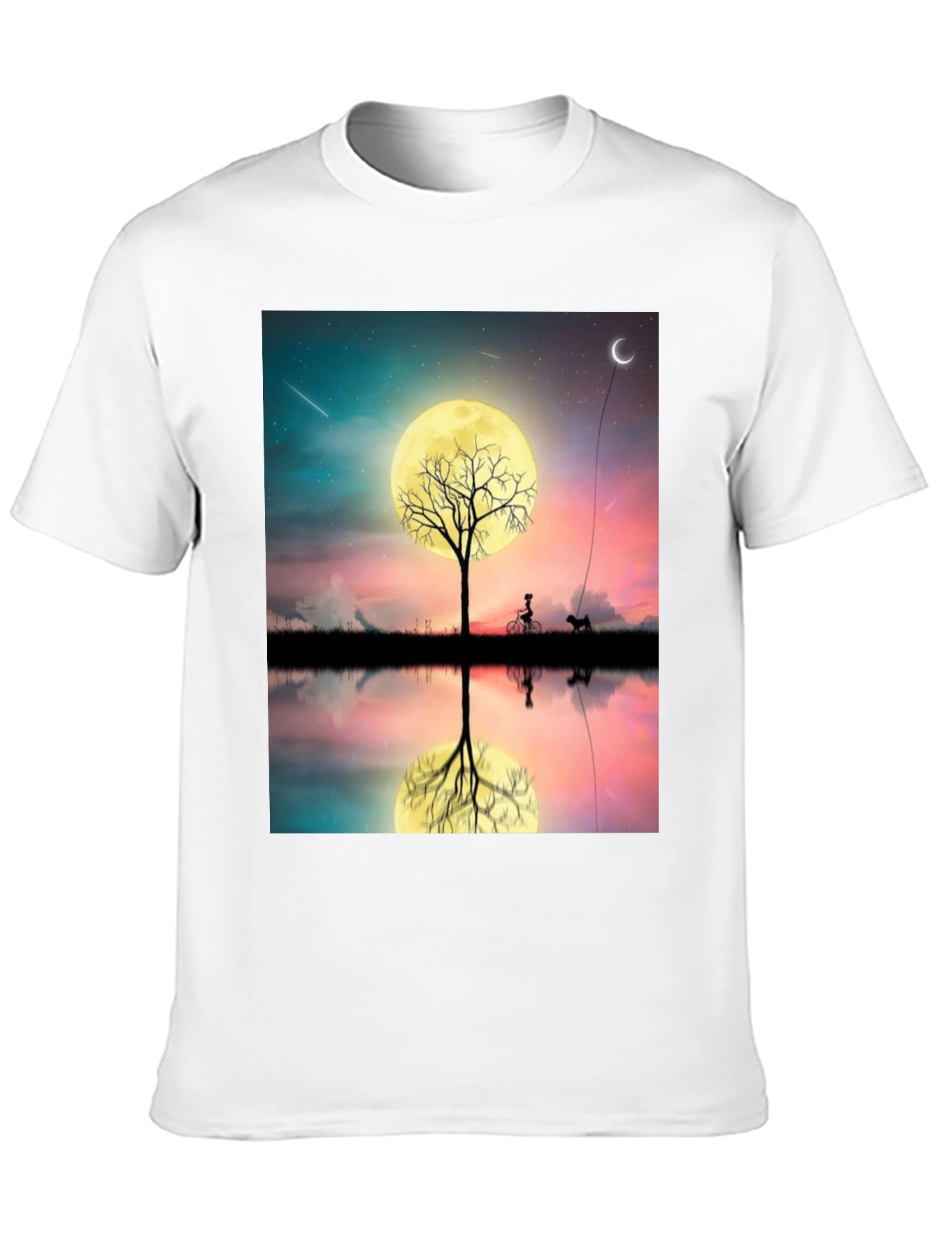 Nightscape T-Shirt: Moonlit Tree Reflection