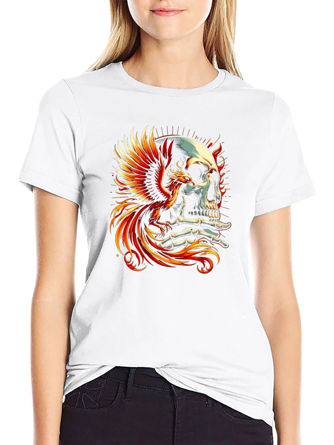 Phoenix Skull Graphic T-Shirt - Bold Style