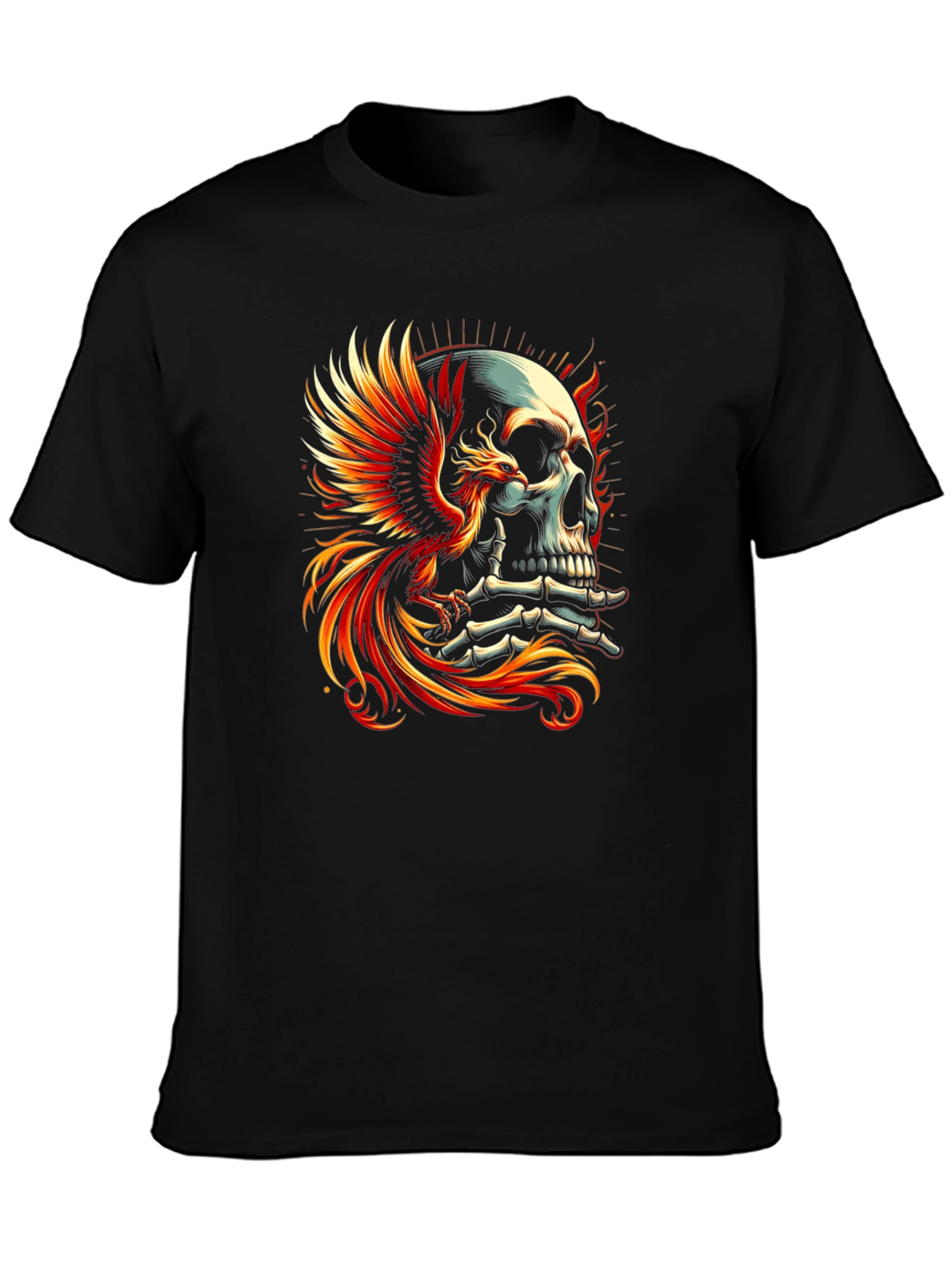 Phoenix Skull Graphic T-Shirt - Bold Style