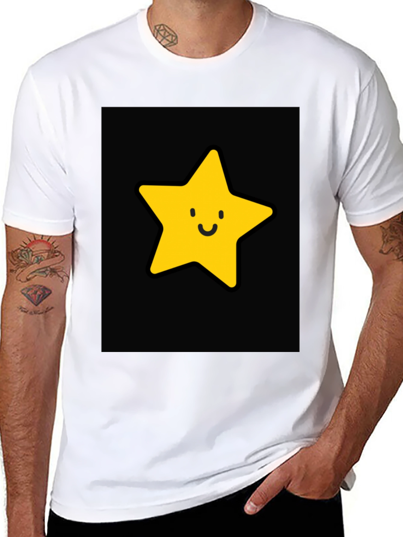 Smiley Star Graphic Black T-Shirt