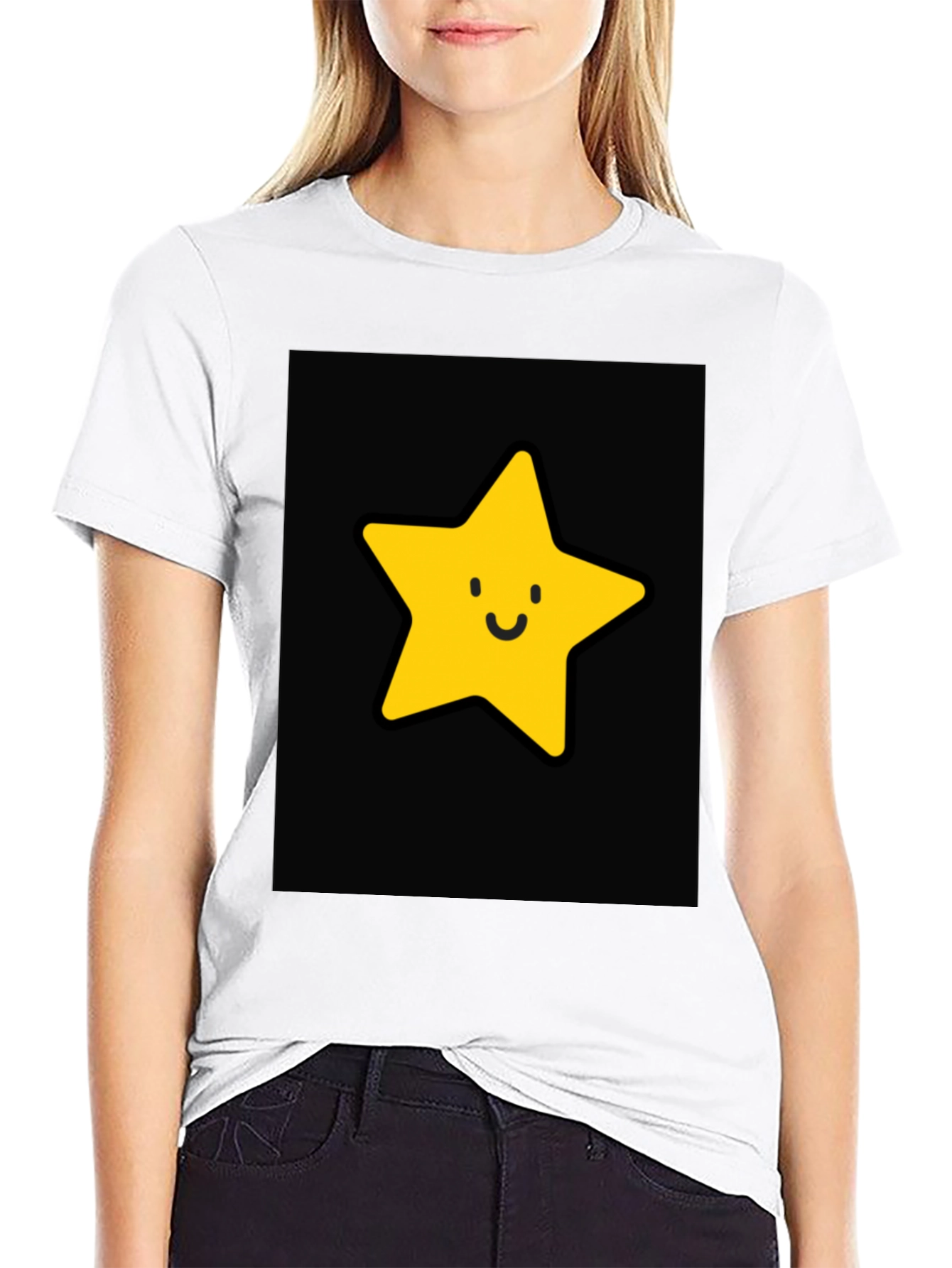 Smiley Star Graphic Black T-Shirt