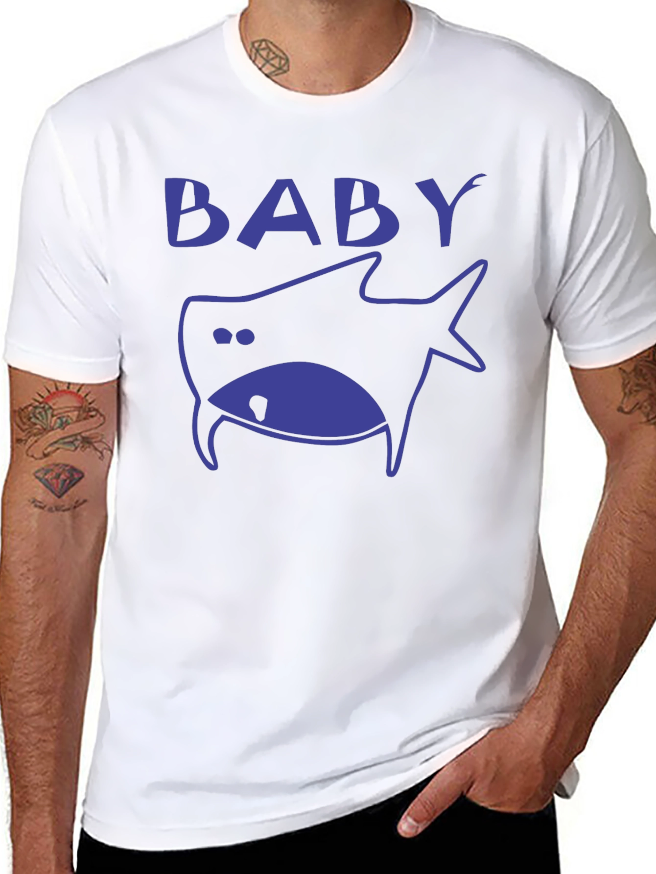 Baby Shark Graphic Print Mens Black T-Shirt