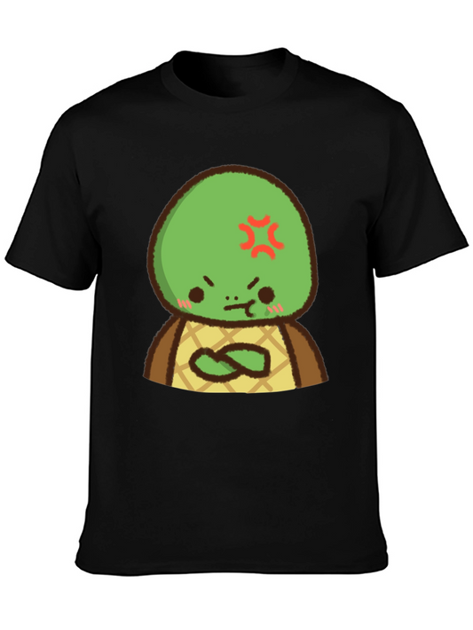 Angry Turtle Cartoon Graphic Tee - Black