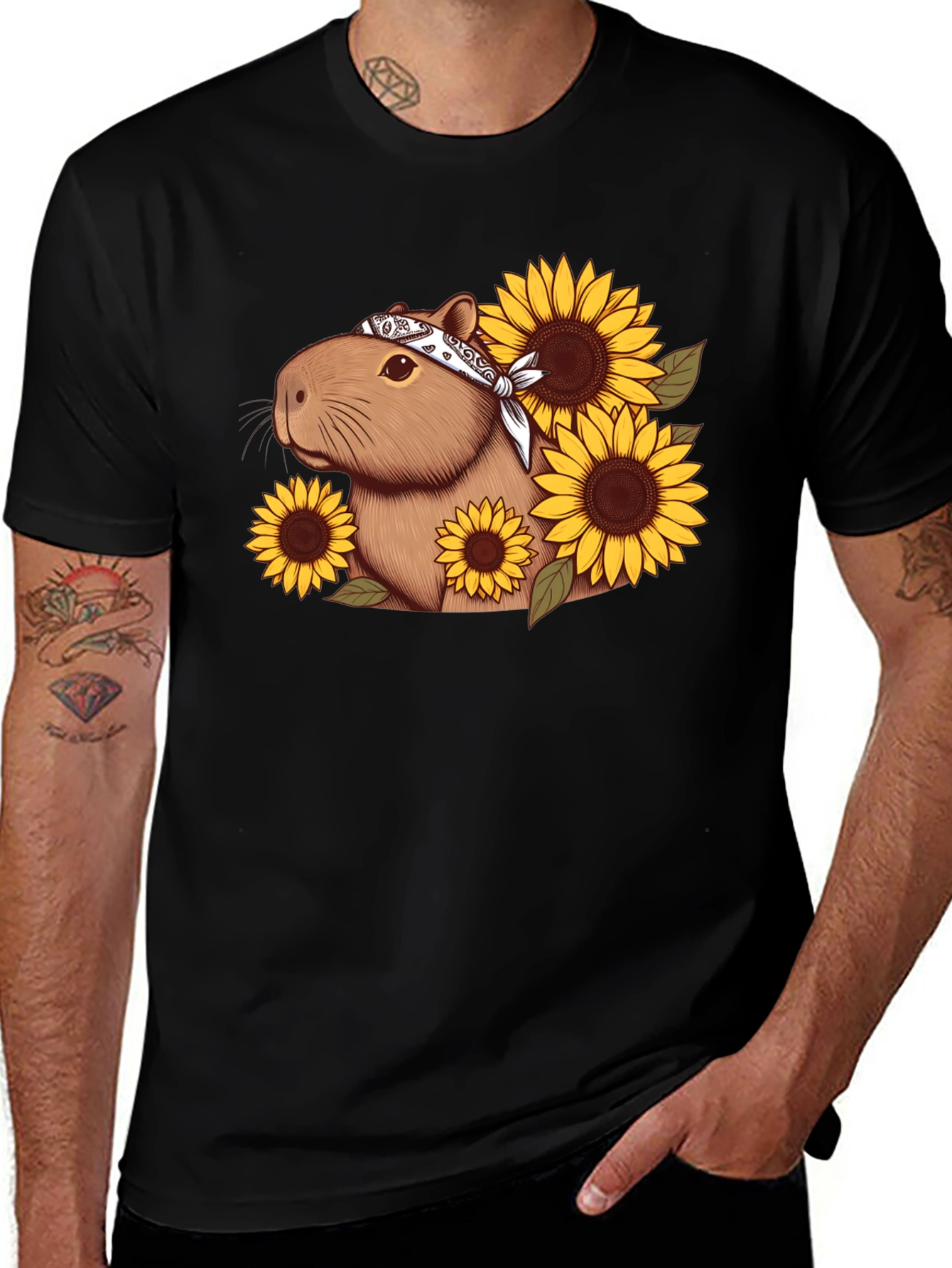 Capybara Sunflower Graphic Tee