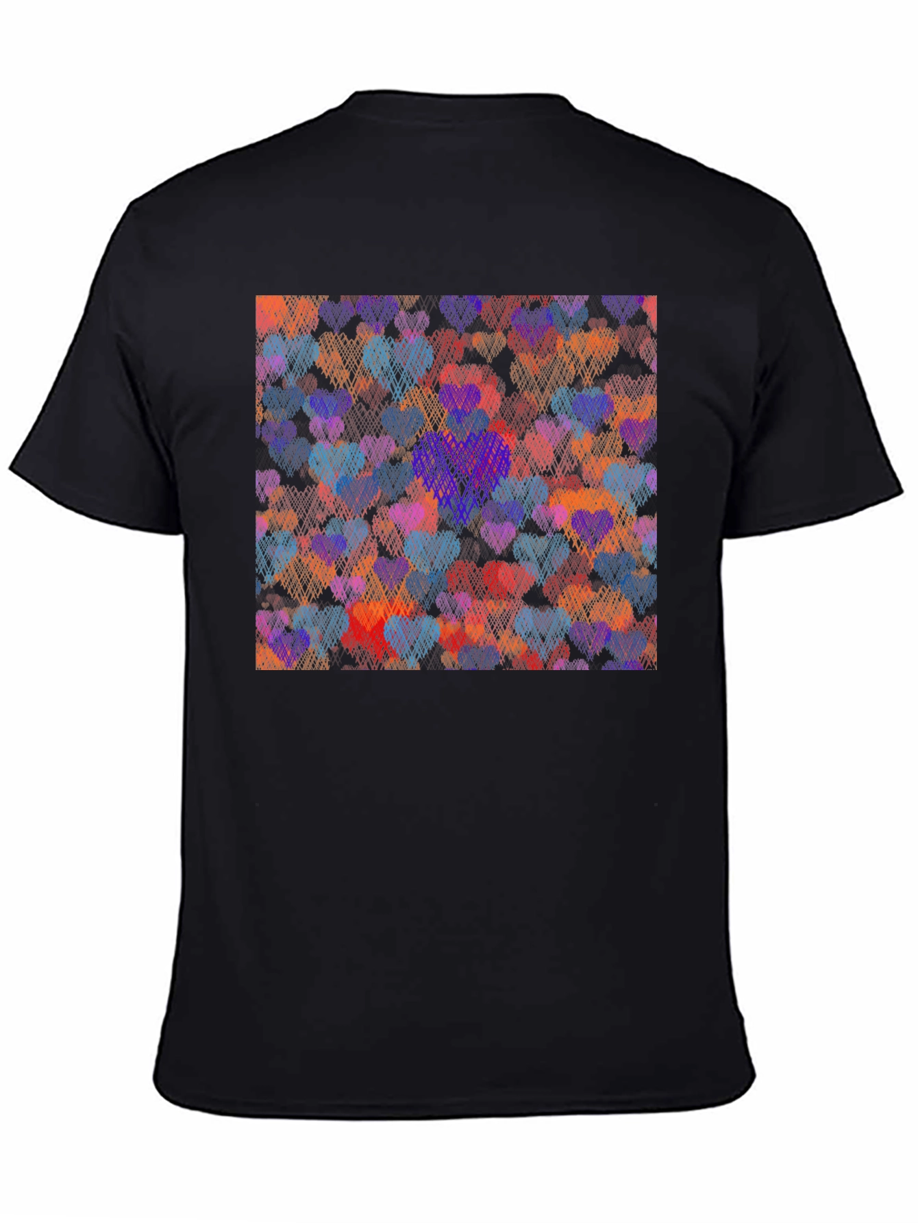 Heart Pattern Graphic Tee - Black