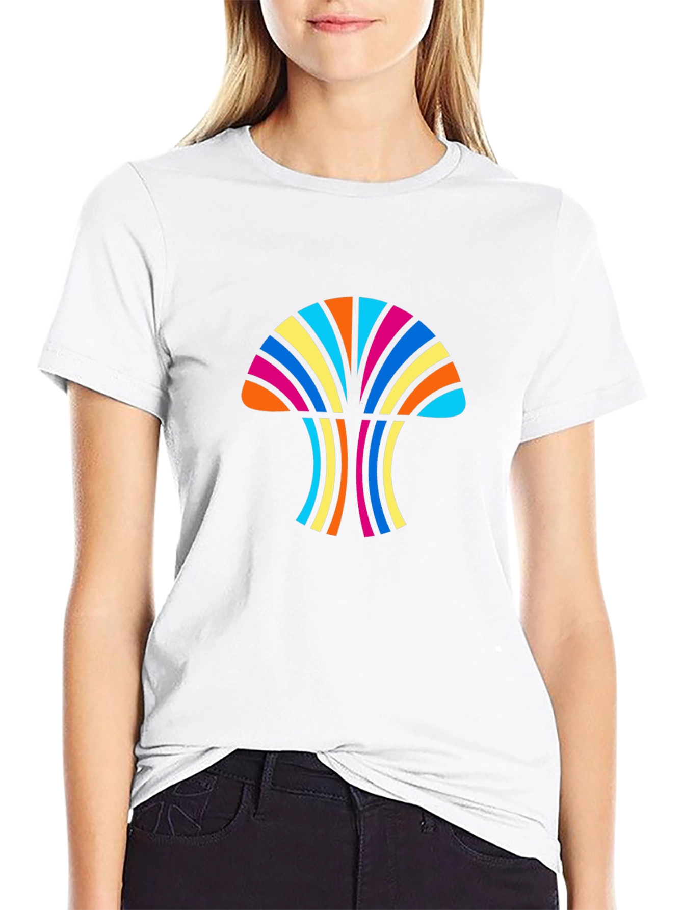 Retro Rainbow Mushroom Tee - Groovy Funky T-Shirt