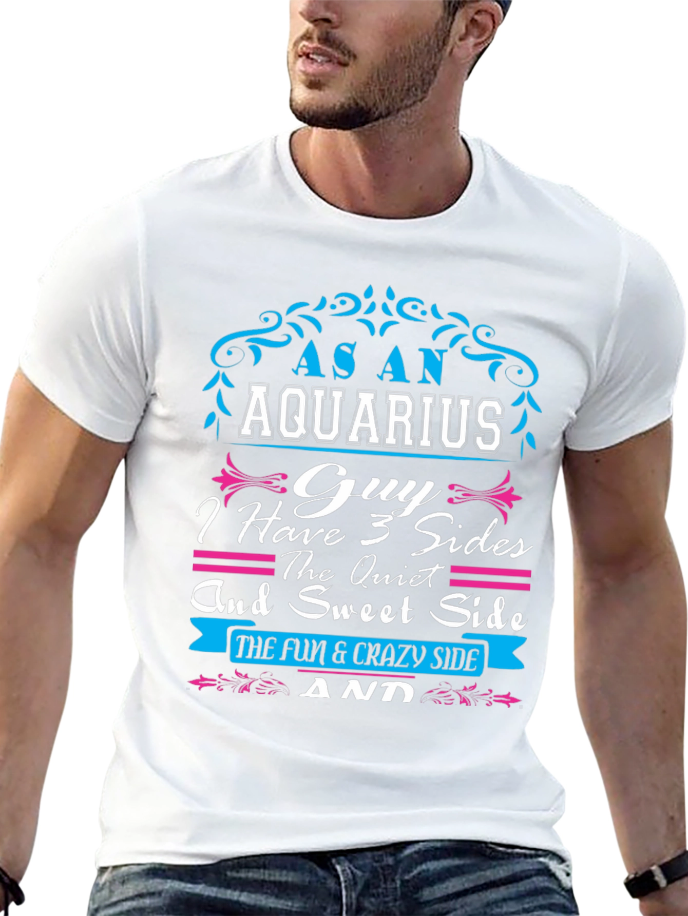 Aquarius Guy 3 Sides Graphic T-Shirt