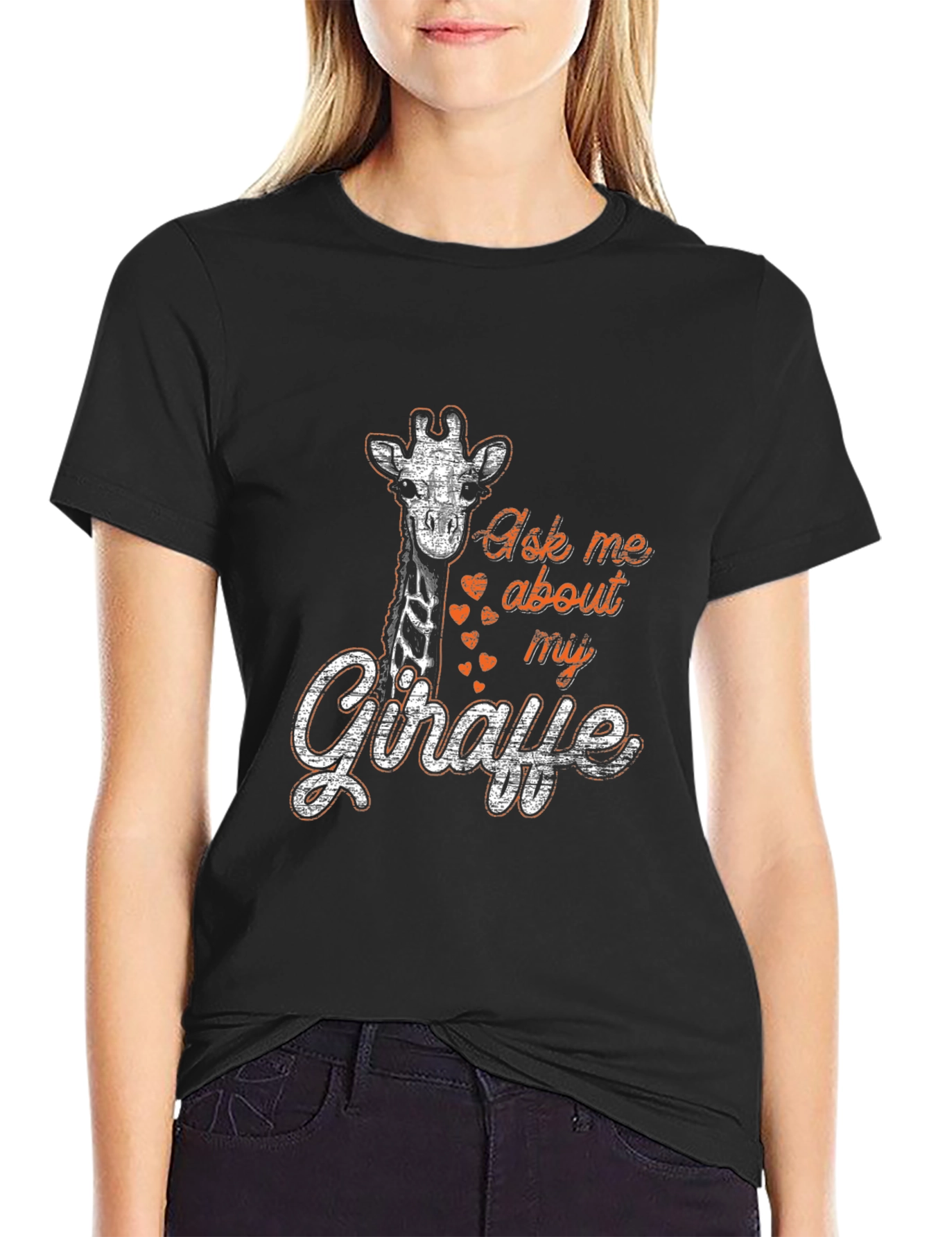Ask Me About My Giraffe Graphic Tee - Black