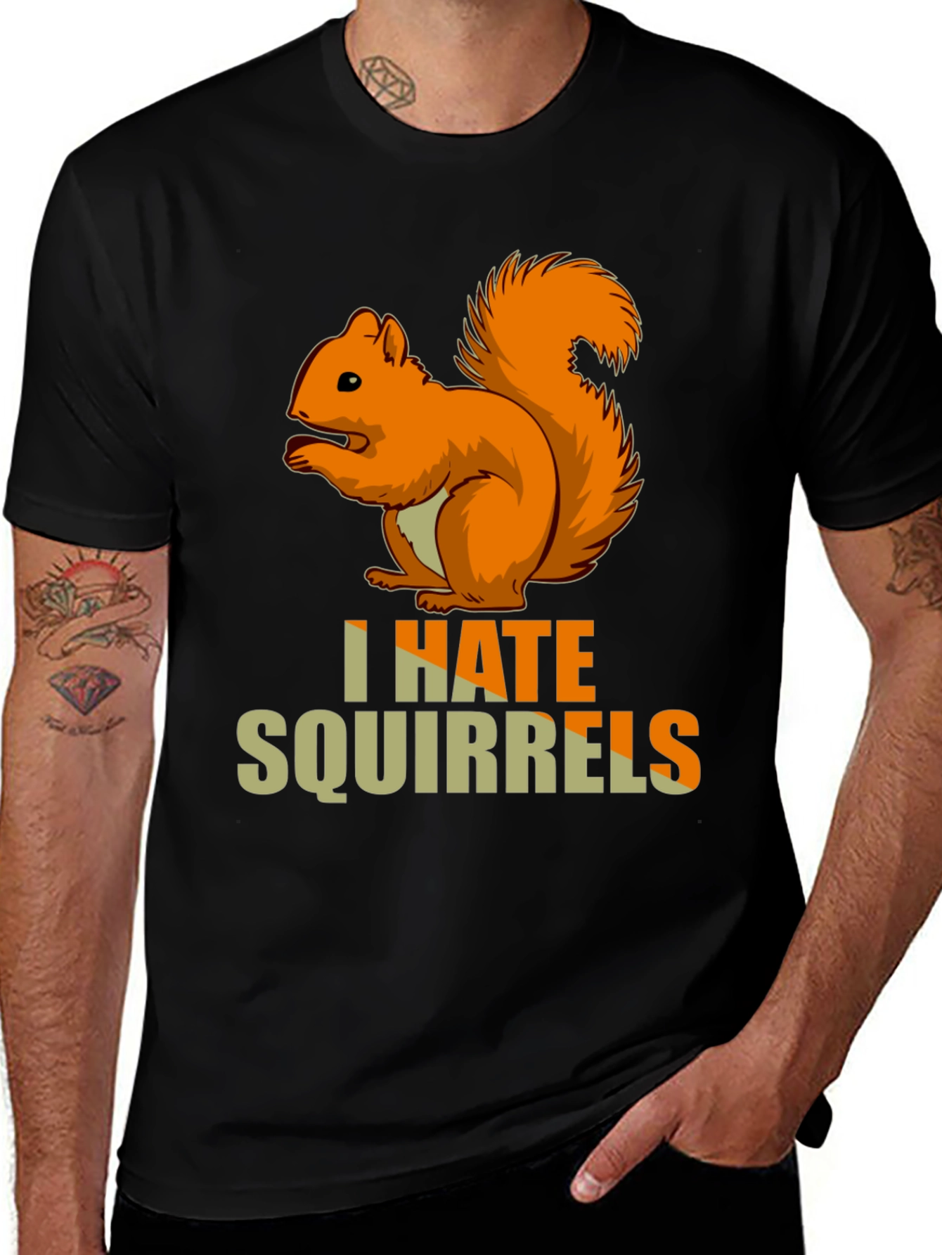 I HATE Squirrels Funny Graphic Novelty T-Shirt